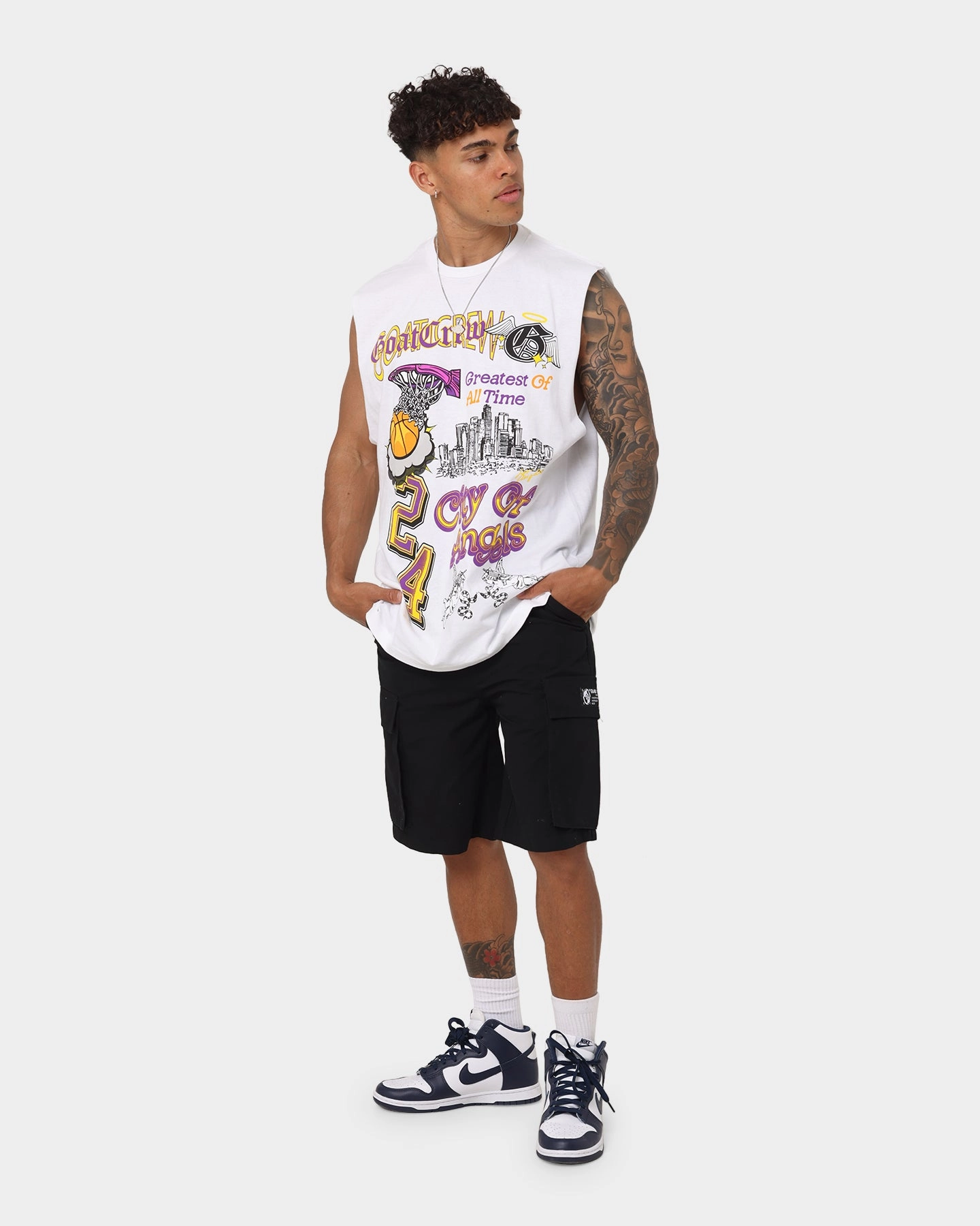 Chic Vibes BiodegradableMaterial Goat Crew City Of Angels Muscle T-Shirt White
