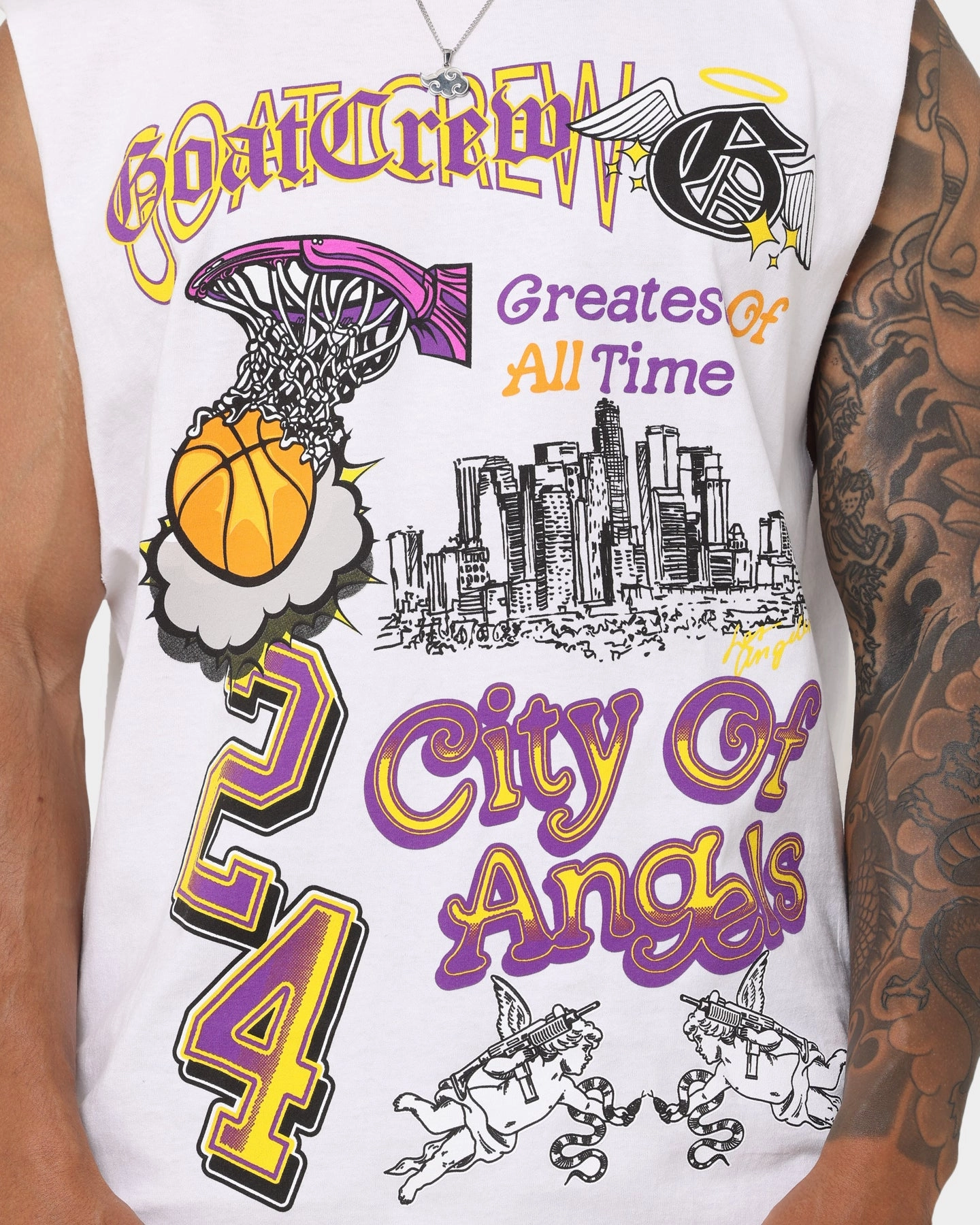 Goat Crew City Of Angels Muscle T-Shirt White SoftenedTexturedWeave