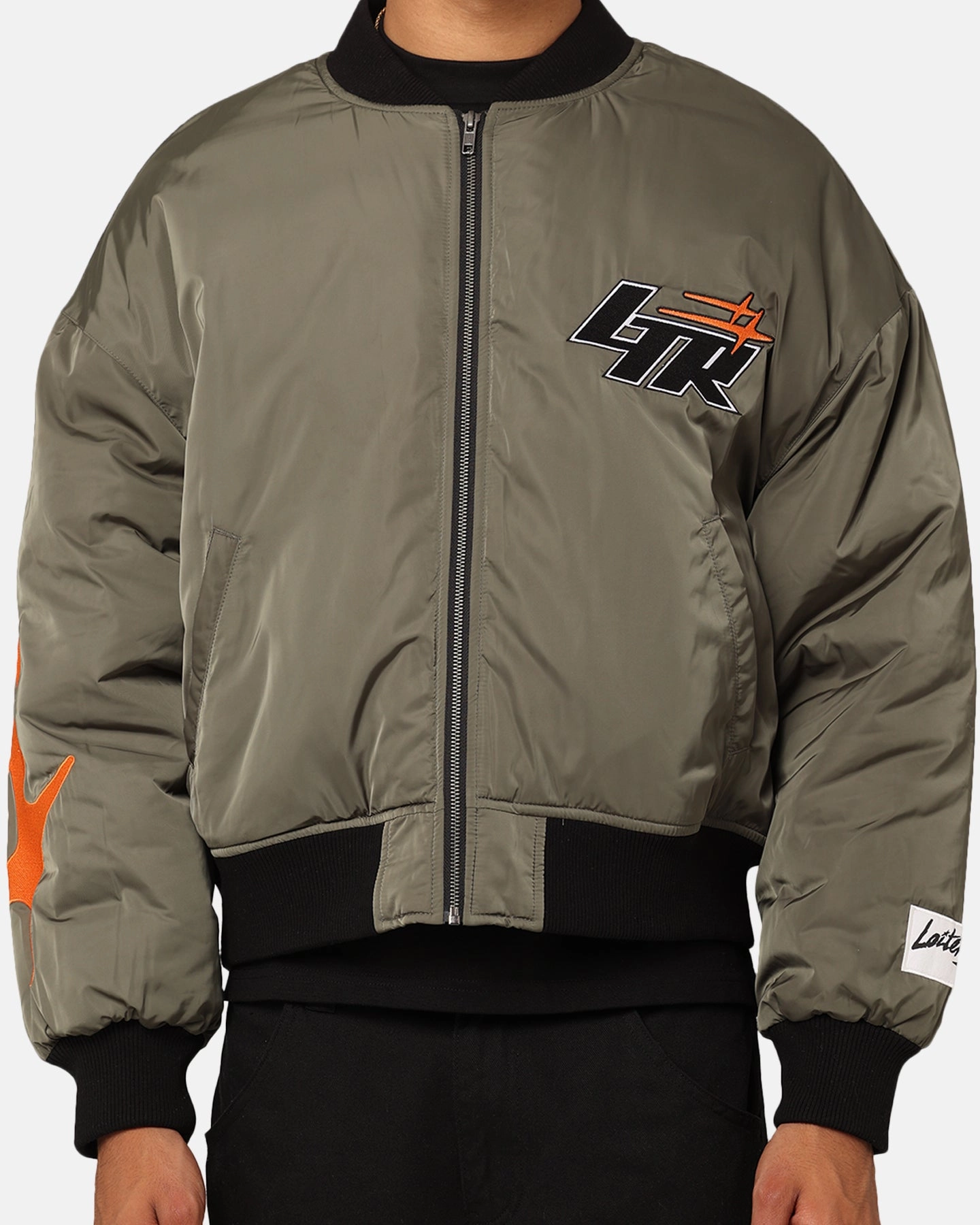 Double Layered Hood Multi Pocket Design Loiter Shadow Cropped Bomber Jacket Khaki