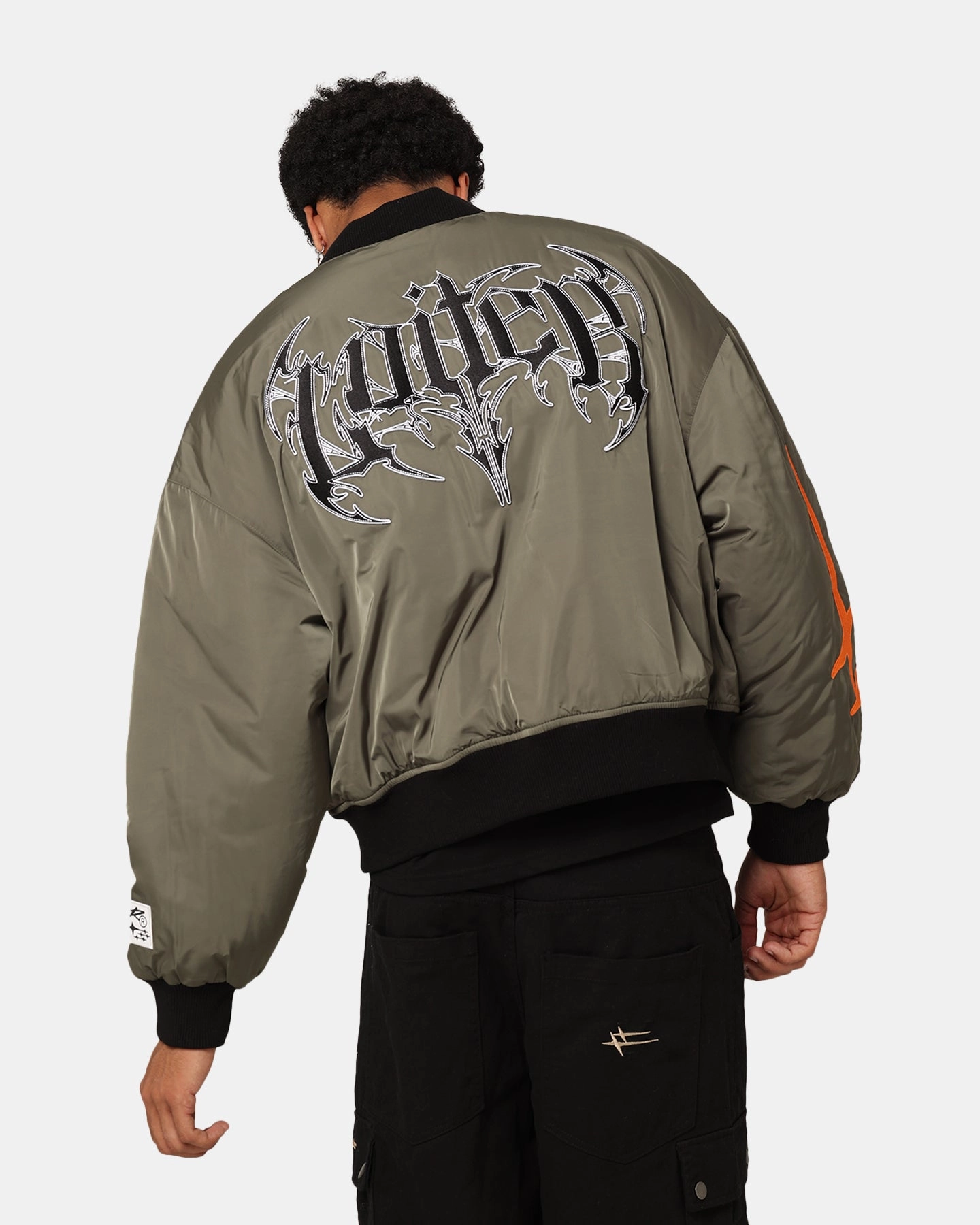 Loiter Shadow Cropped Bomber Jacket Khaki Wrinkle Resistant Material