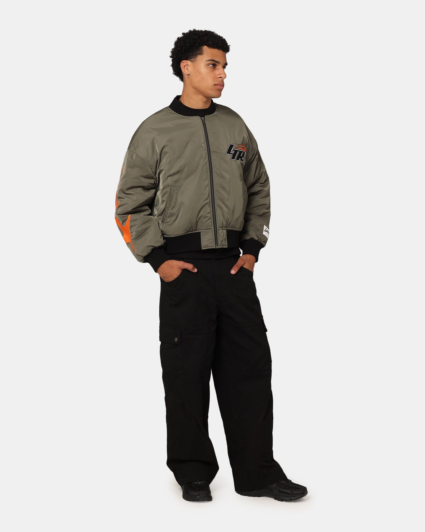 Loiter Shadow Cropped Bomber Jacket Khaki spring outfit Unveil