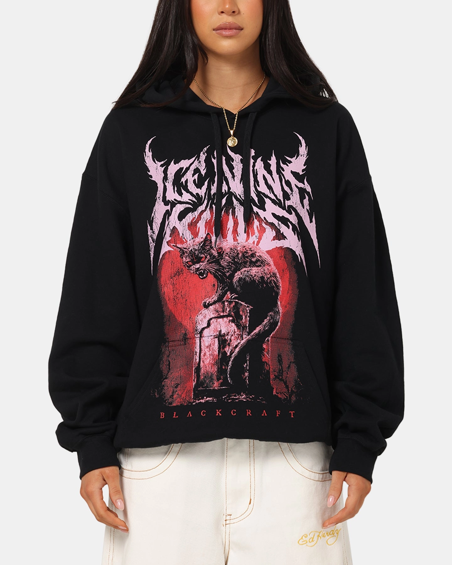 Ice Nine Kills Cat Tombstone Hoodie Black beach scene