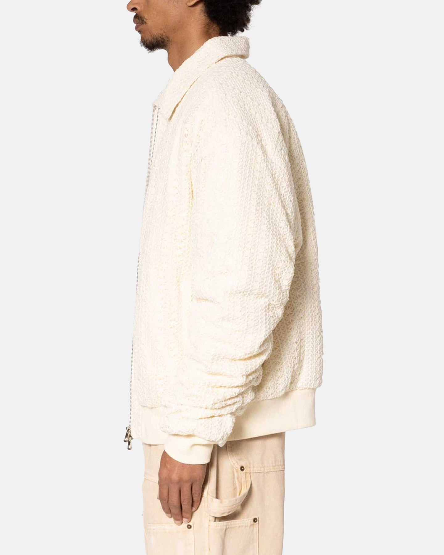 MNML Crochet Bomber Jacket Cream Rack