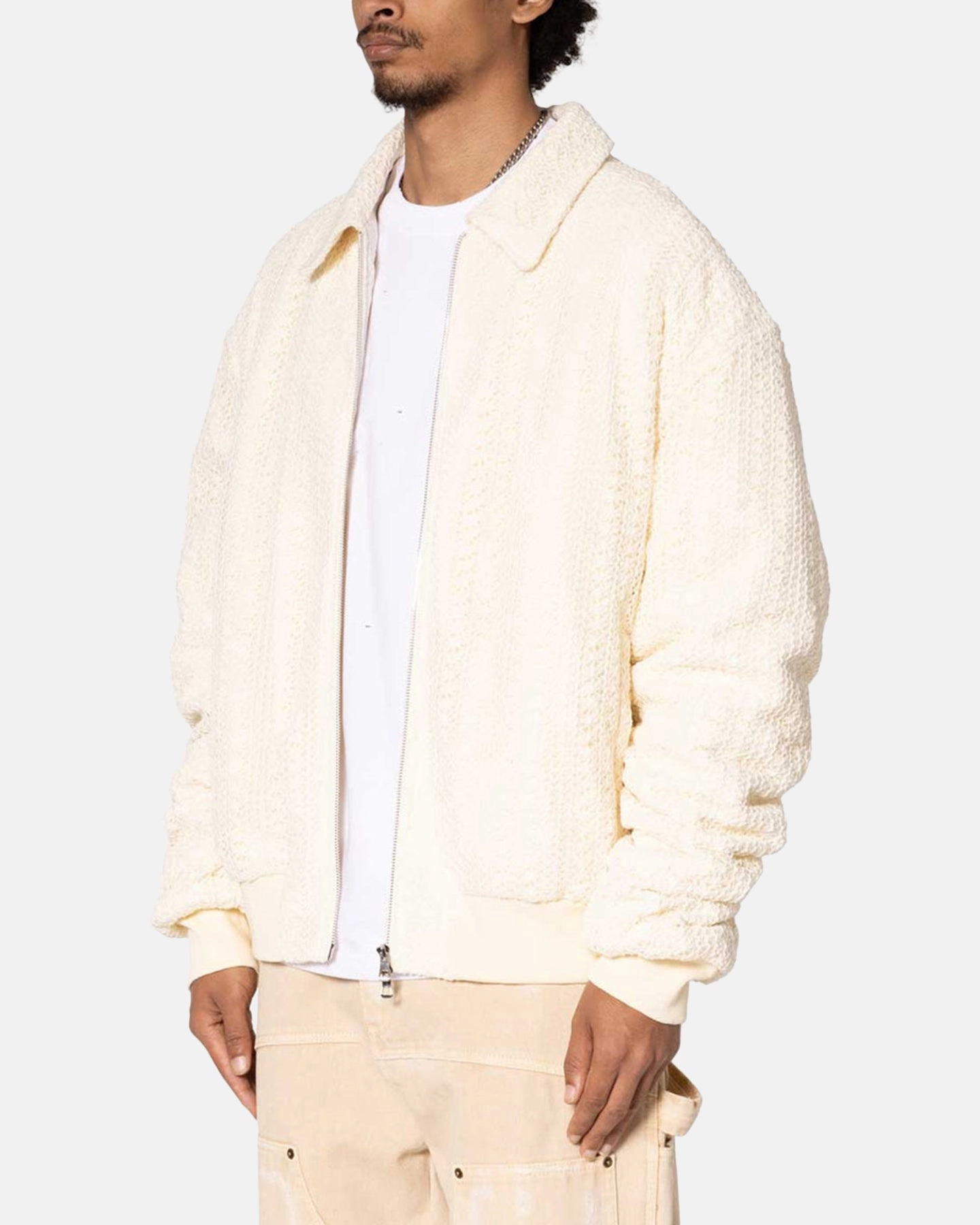 Hold MNML Crochet Bomber Jacket Cream
