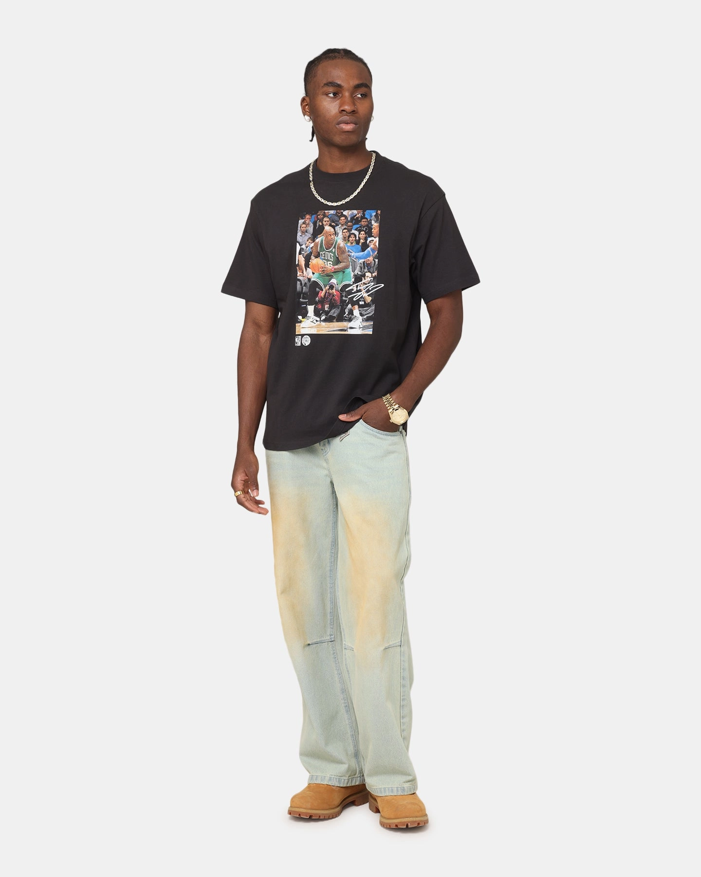 Fashionable Layer Mitchell & Ness Boston Celtics Shaquille O'Neal Dunk 'Luck of the Irish' T-Shirt Faded Black