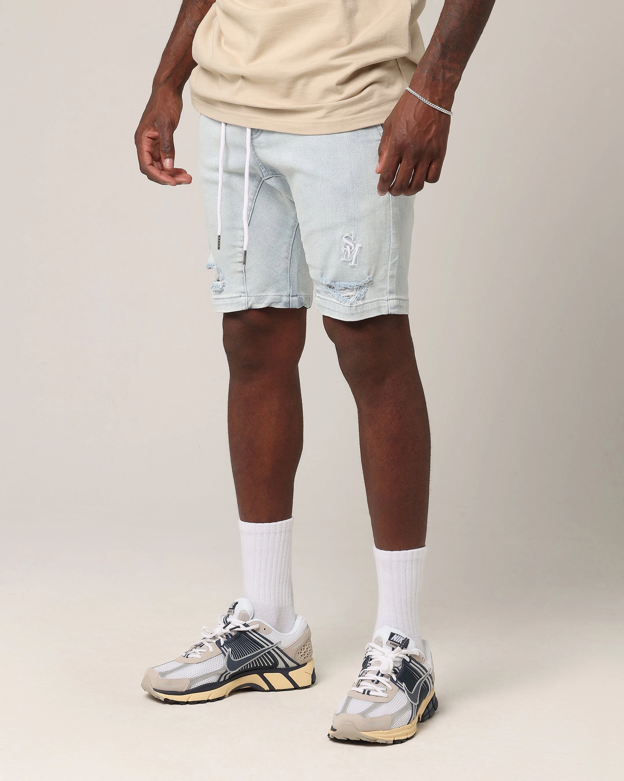 Saint Morta Annex Denim Shorts Light Blue clean look