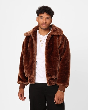 Tailored Silhouette detachable sleeves XXIII Baller Fur Jacket Brown