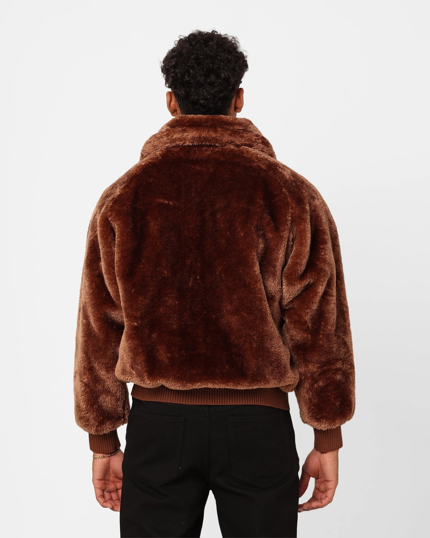XXIII Baller Fur Jacket Brown Light Reflective Stretch Panels