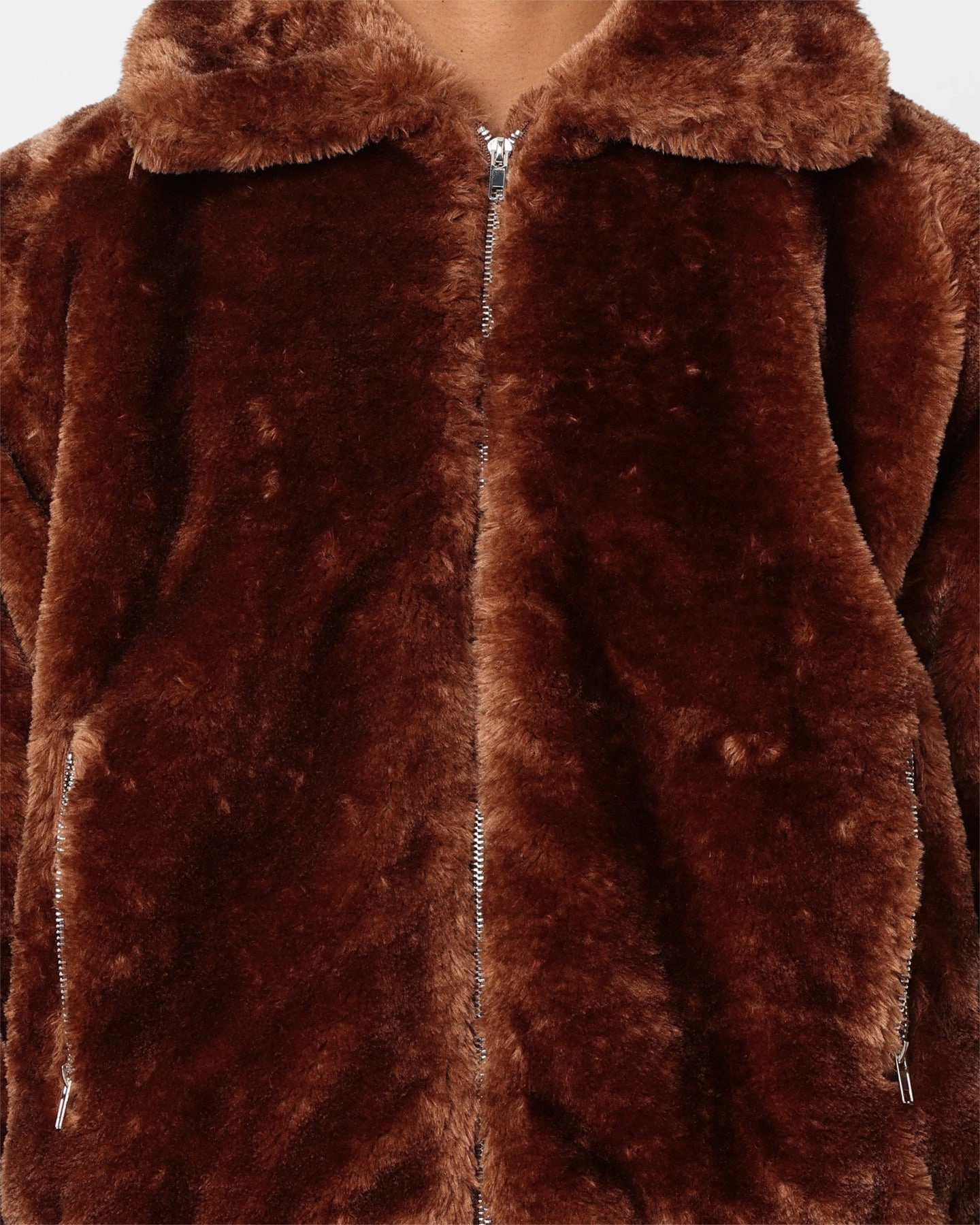 XXIII Baller Fur Jacket Brown Flexible Shoulder Panels Luggage