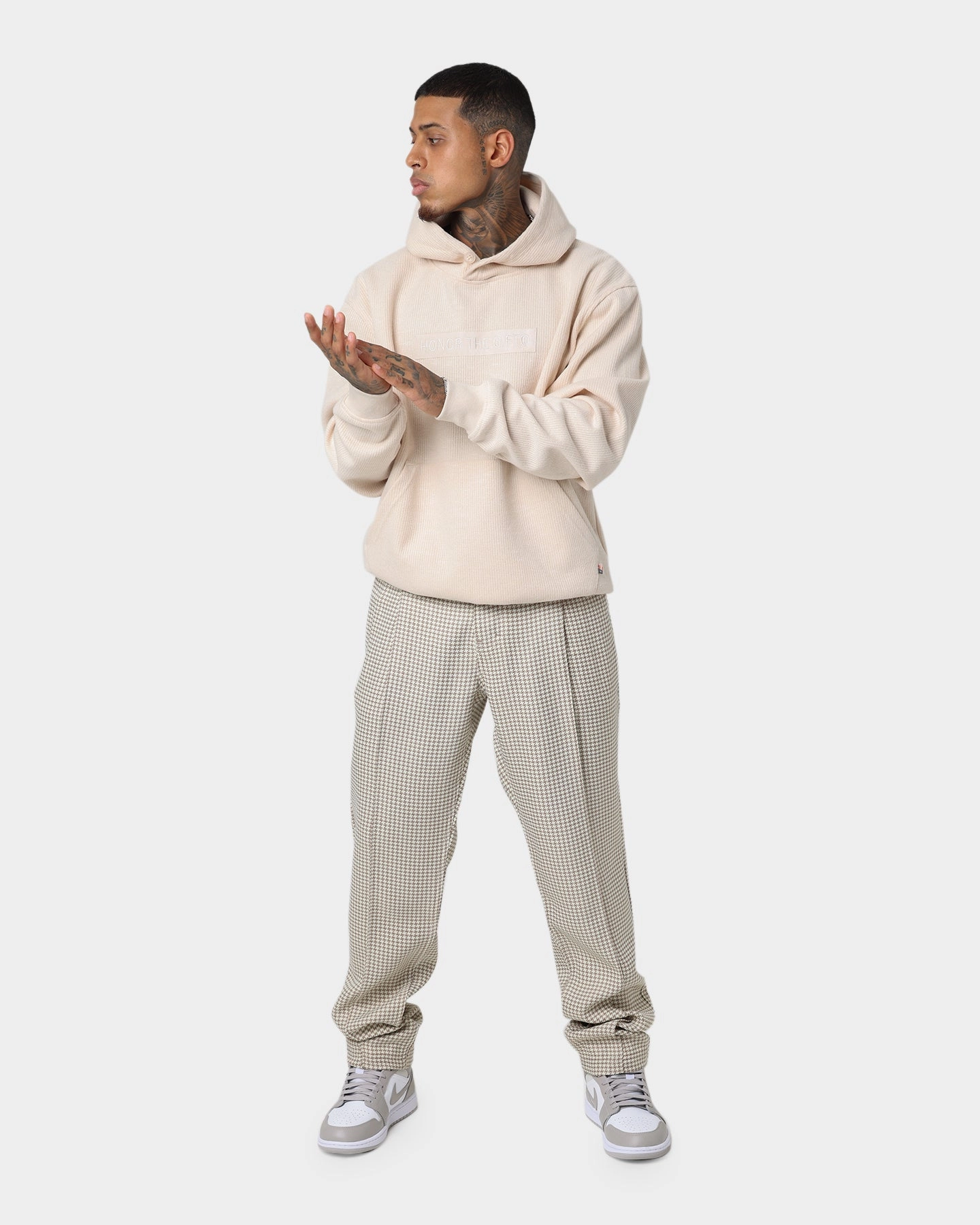Honor The Gift Howard Knit Hoodie Cream Tie suitable for dance parties