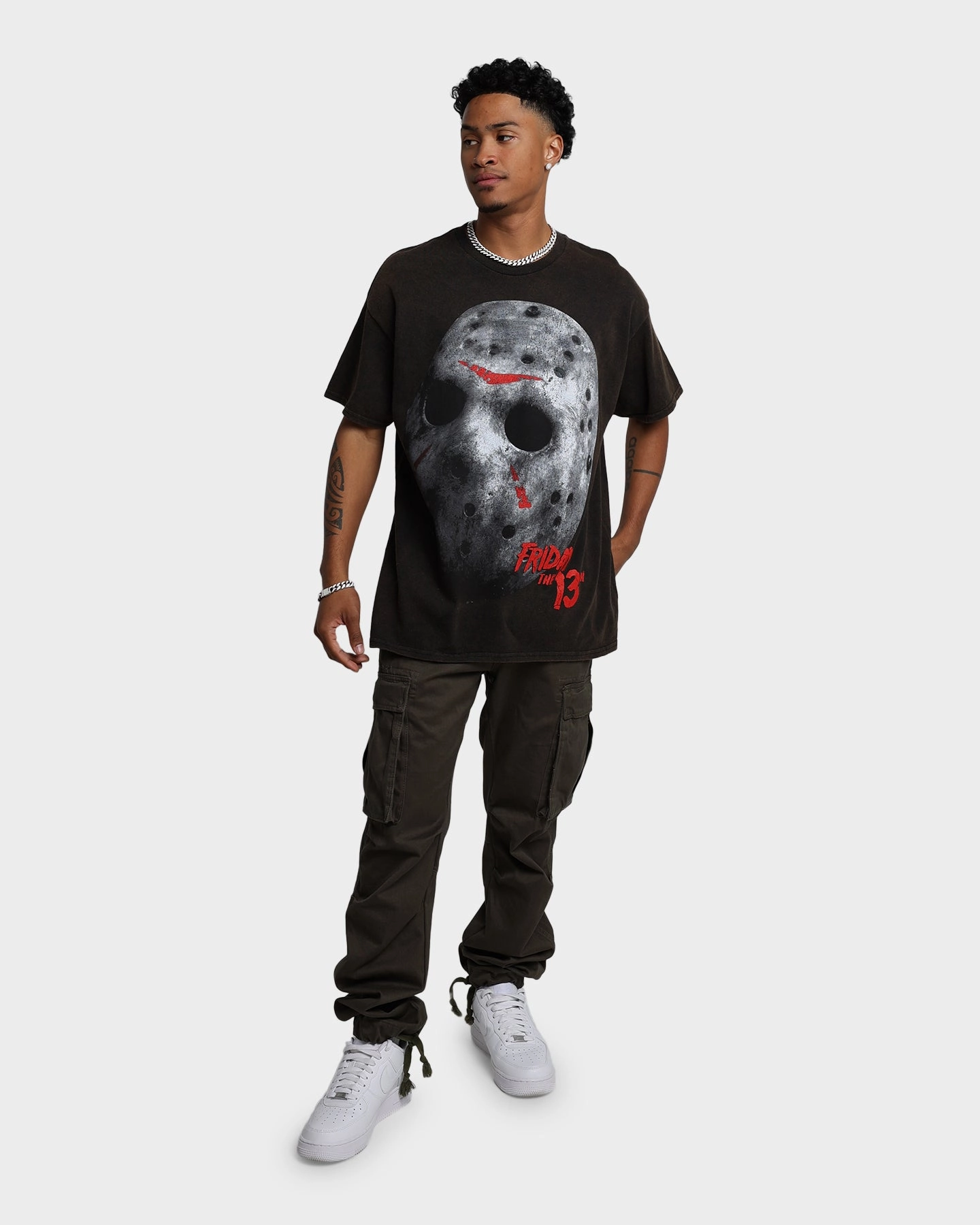 Garment Dyed Finish American Thrift X Friday The 13th Jason's Mask Vintage T-Shirt Black Wash
