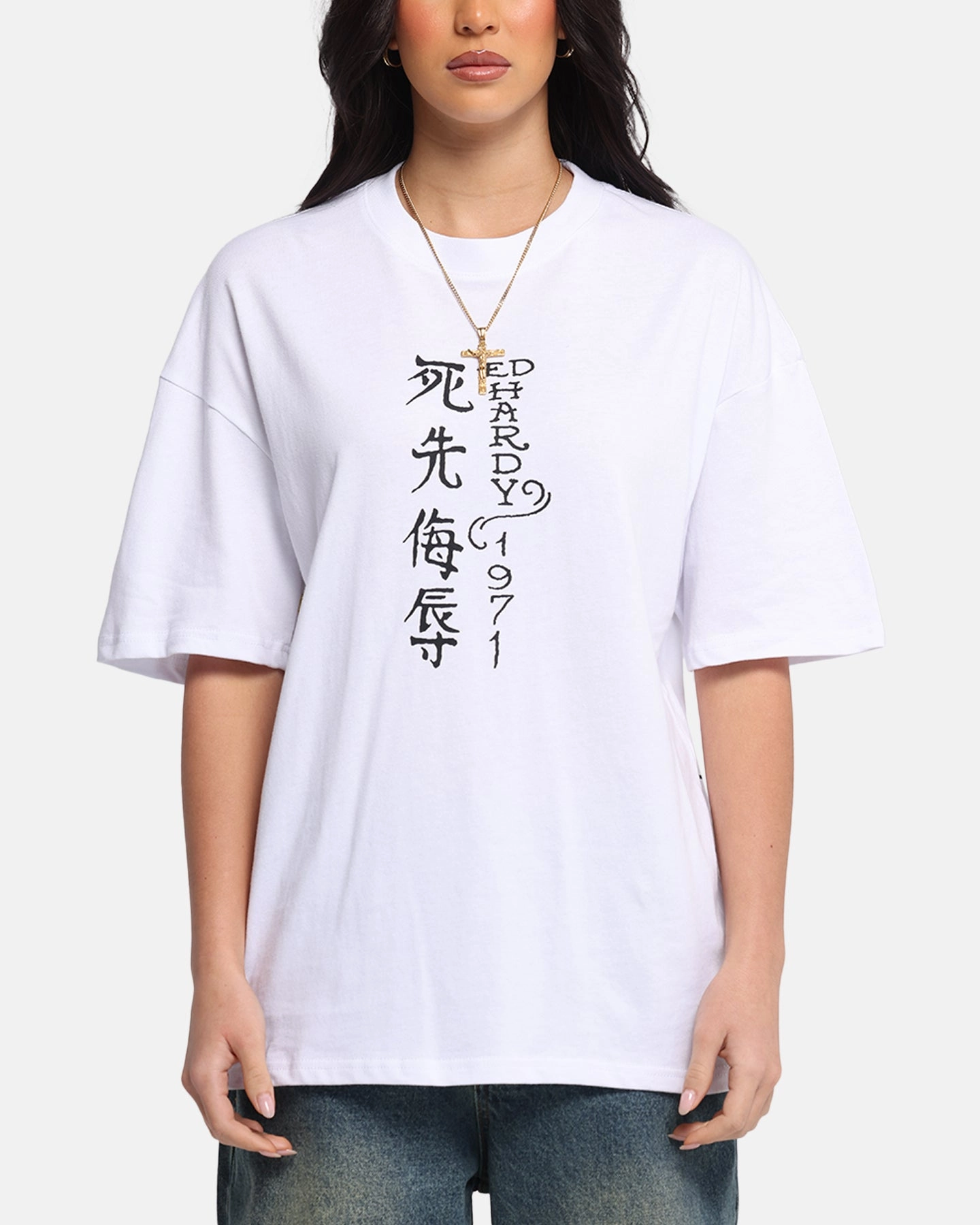 Colorfast Dye Ed Hardy Skull Sovereign T-Shirt White
