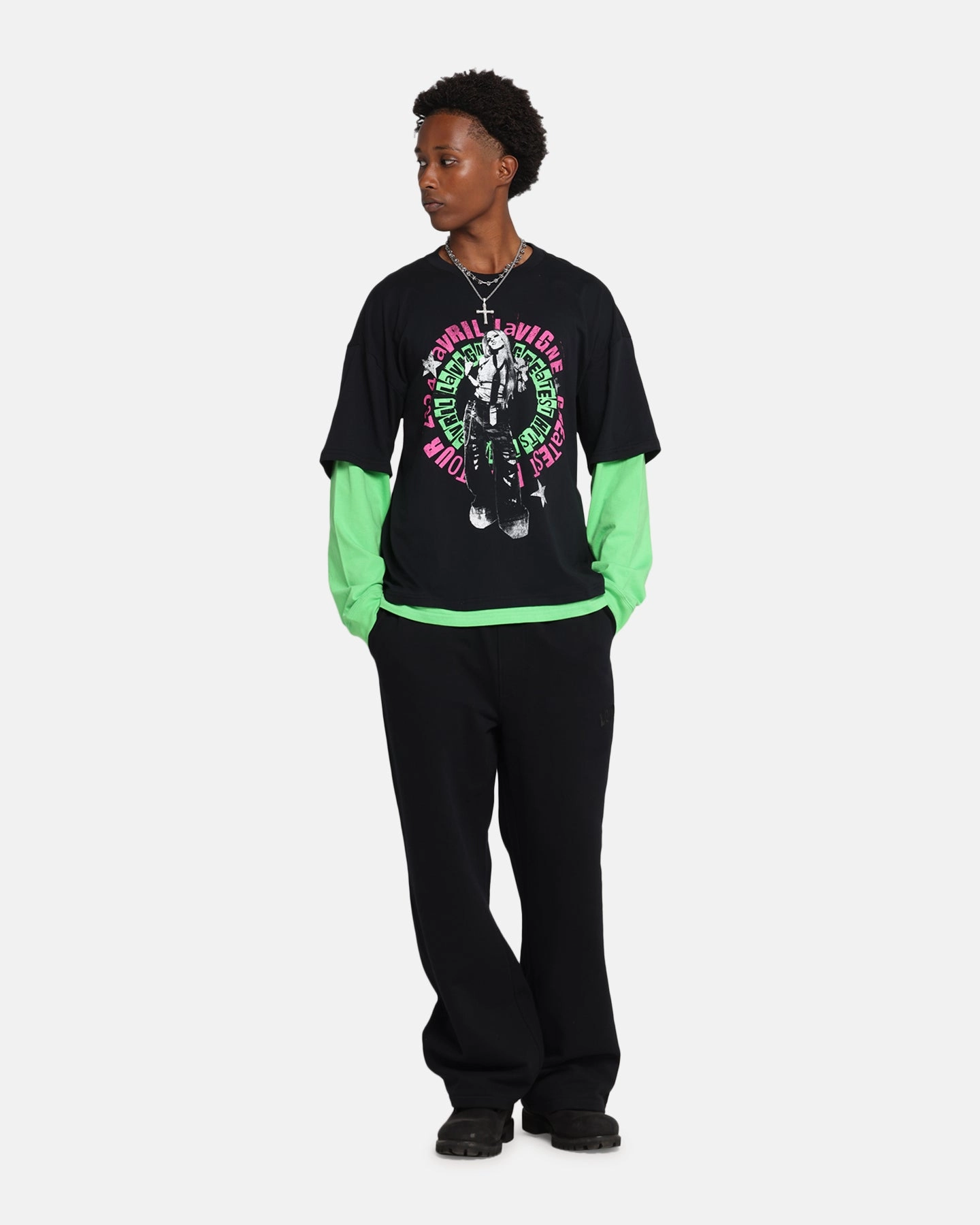 Minimalist Aesthetic Fashion Ready Avril Lavigne Avril Layered Long Sleeve T-Shirt Black Wash