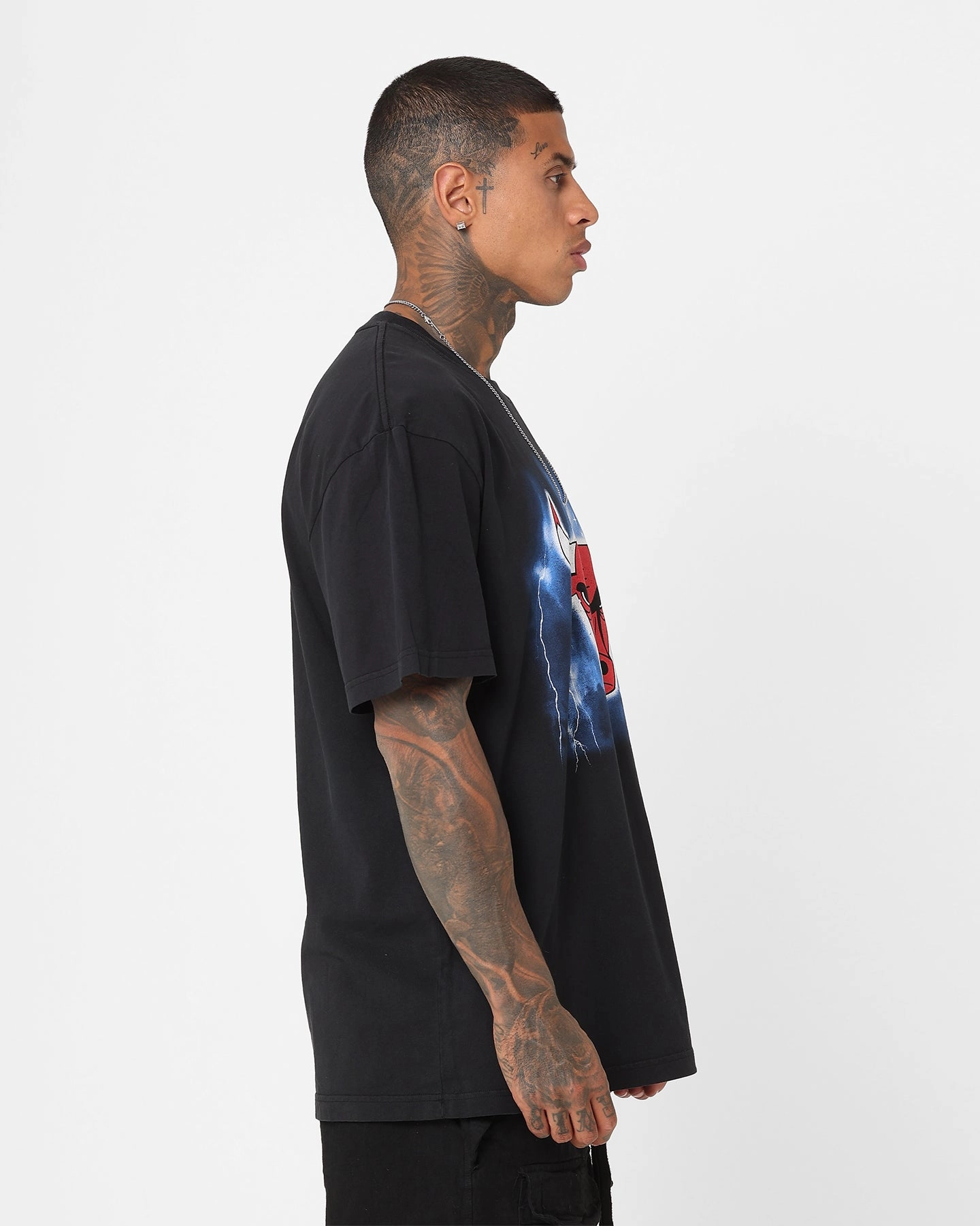 Mitchell & Ness Chicago Bulls Logo Lightning T-Shirt Black Microfiber Blend