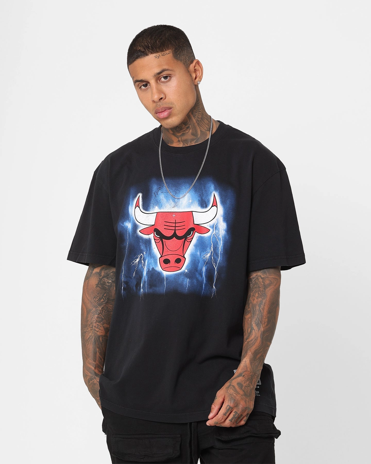 Mitchell & Ness Chicago Bulls Logo Lightning T-Shirt Black Classic Trend Look casual top