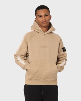 Fashion Comfort Benefit Supreme X Stone Island Stripe Hooded Sweatshirt Tan