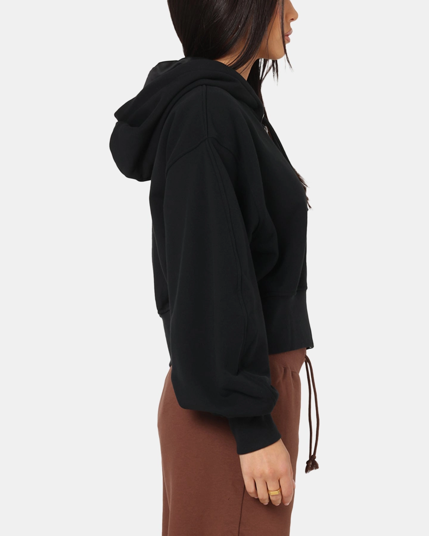 Jordan Women's Flight Fleece Satin-Lined Hoodie Black/Dark Smoke All Season Wrinkle Resistant Material