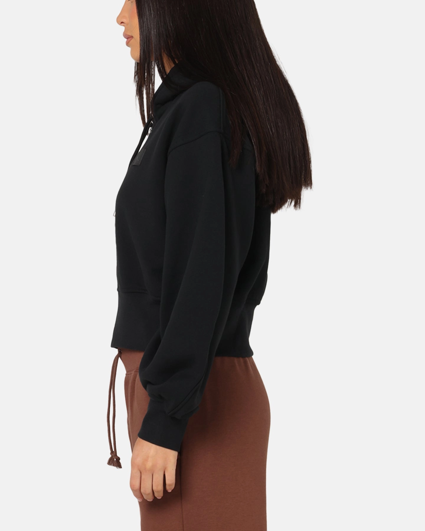 Variable Baffle Sizing Jordan Women's Flight Fleece Satin-Lined Hoodie Black/Dark Smoke