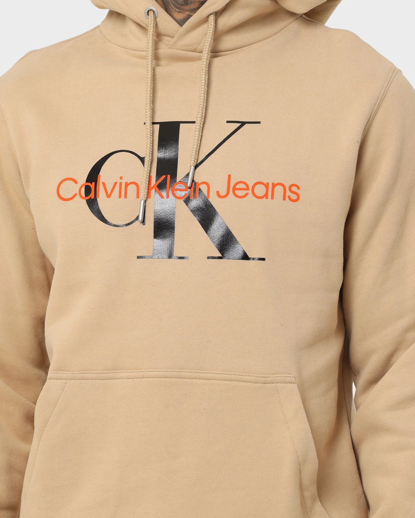 Calvin Klein Monogram Hoodie Tawny Sand/Black Travel Fashion