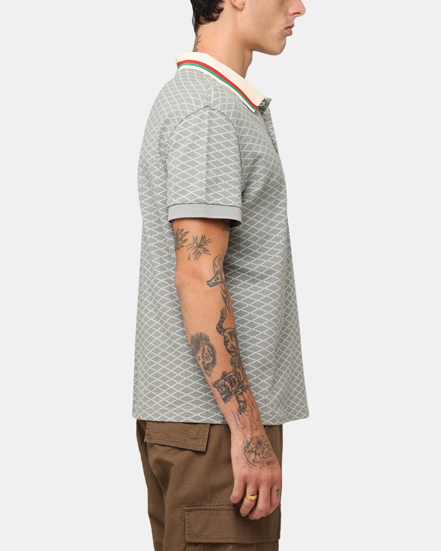 XXIII Printed Polo Shirt Olive Eco Friendly Dye Premium Cotton