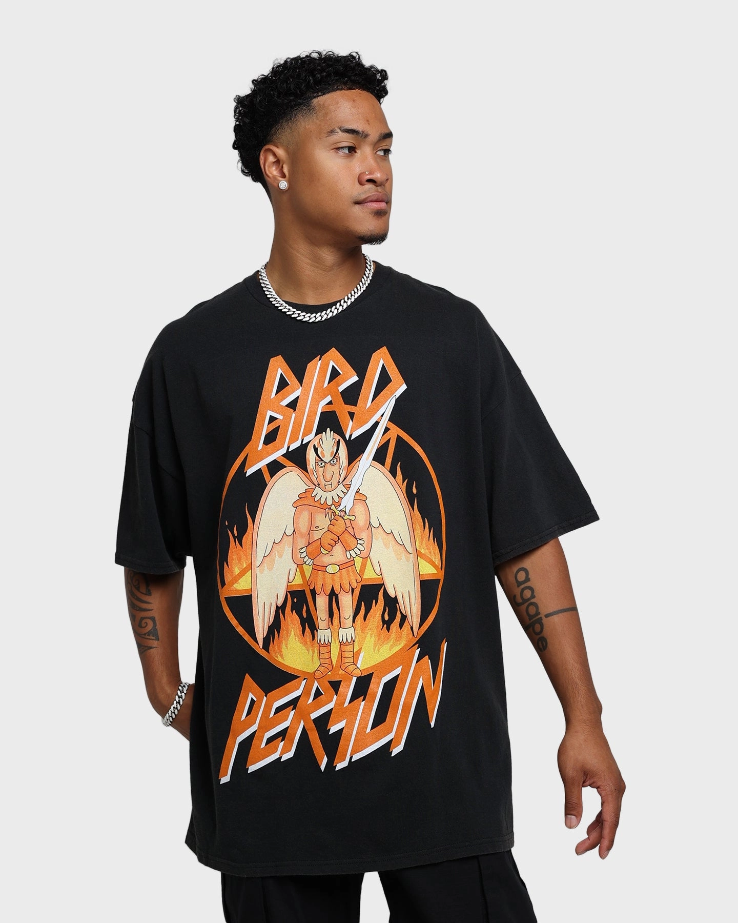 Collared formality Cool Fit Goat Crew X Rick And Morty Bird Person Vintage T-Shirt Black Wash