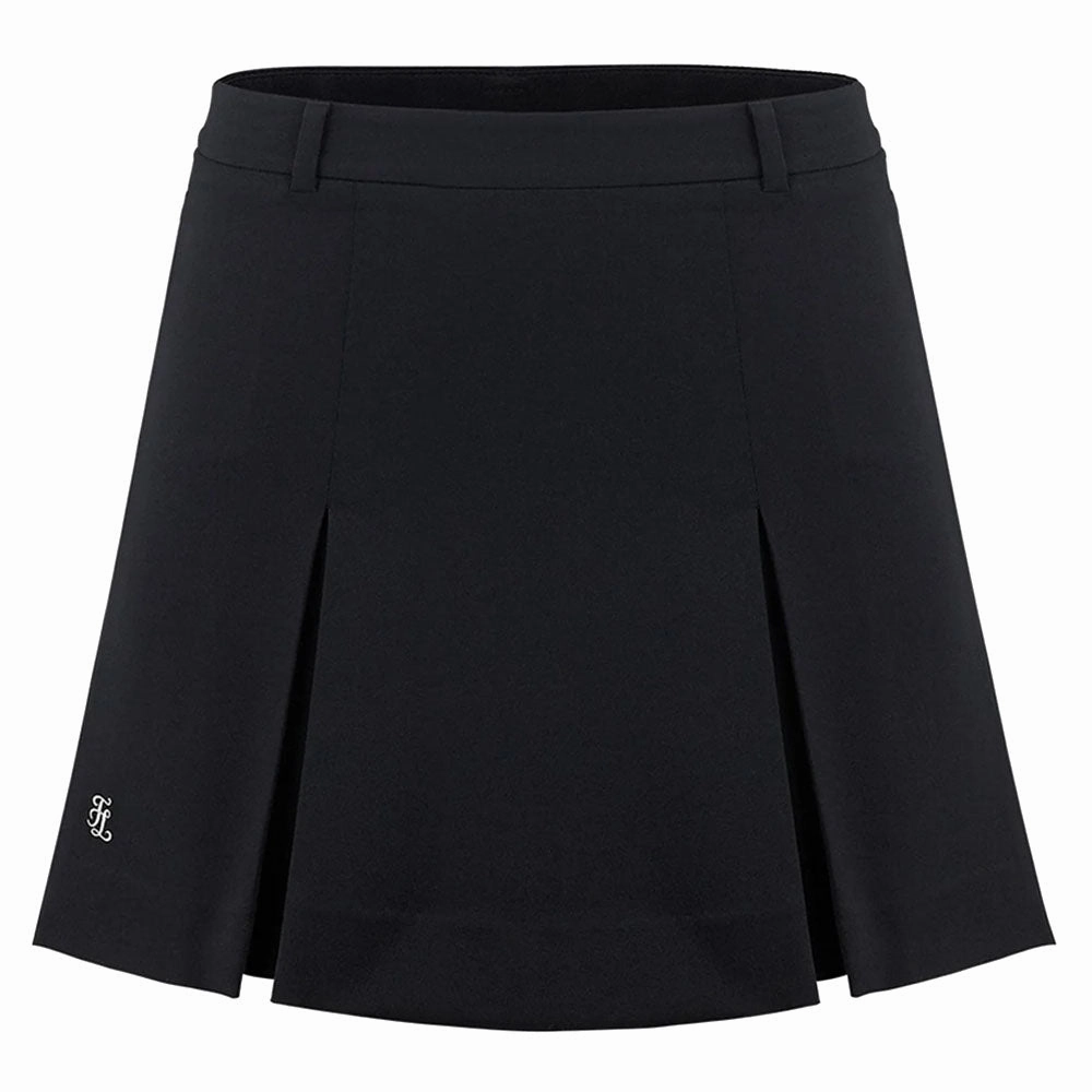 Fairliar Signature Wide Pleats Golf Skirt Black - FW23 Women High Density Weave