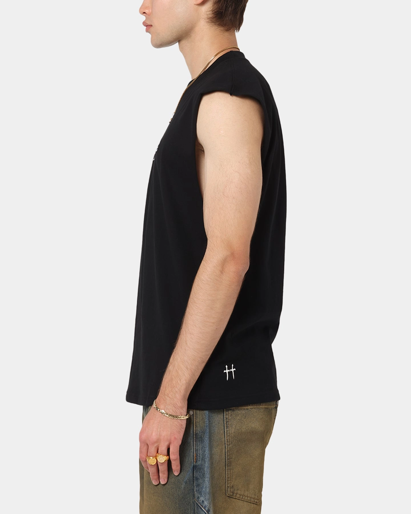 Chic and Cozy Wear Saint Morta Studios Logo Oversized Muscle T-Shirt Black