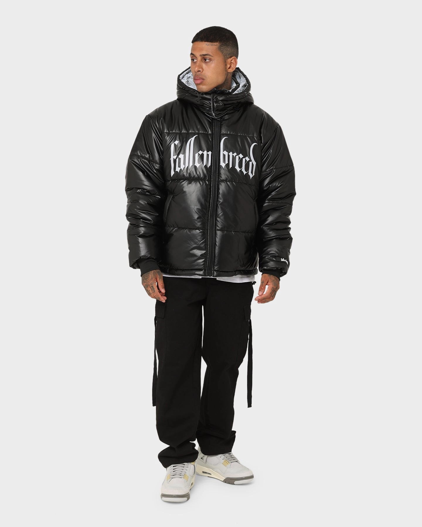 Fallen Breed Logo Puffer Jacket Black Rain Comfort