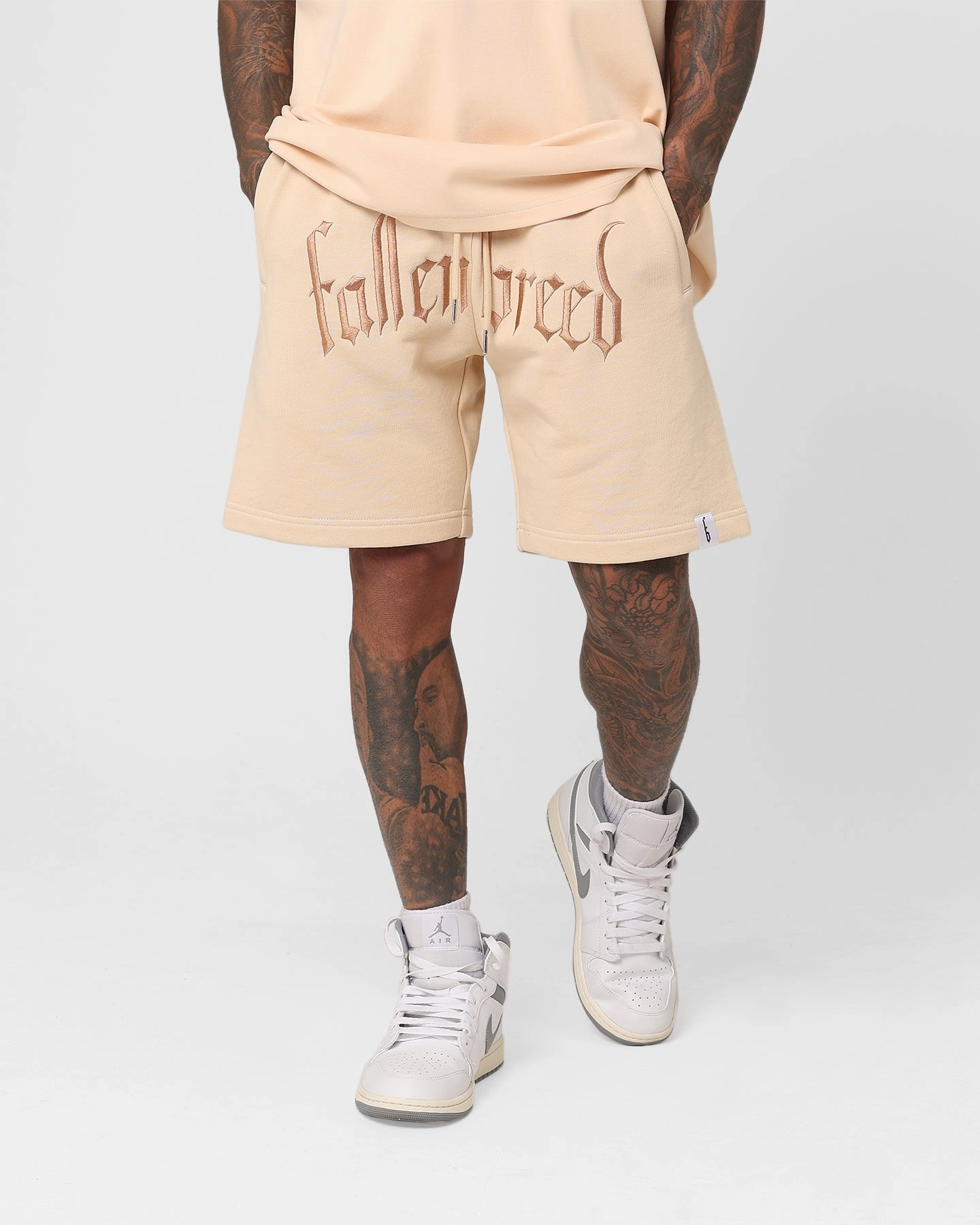 Fallen Breed Logo Sweat Shorts Nude Lounge Fit