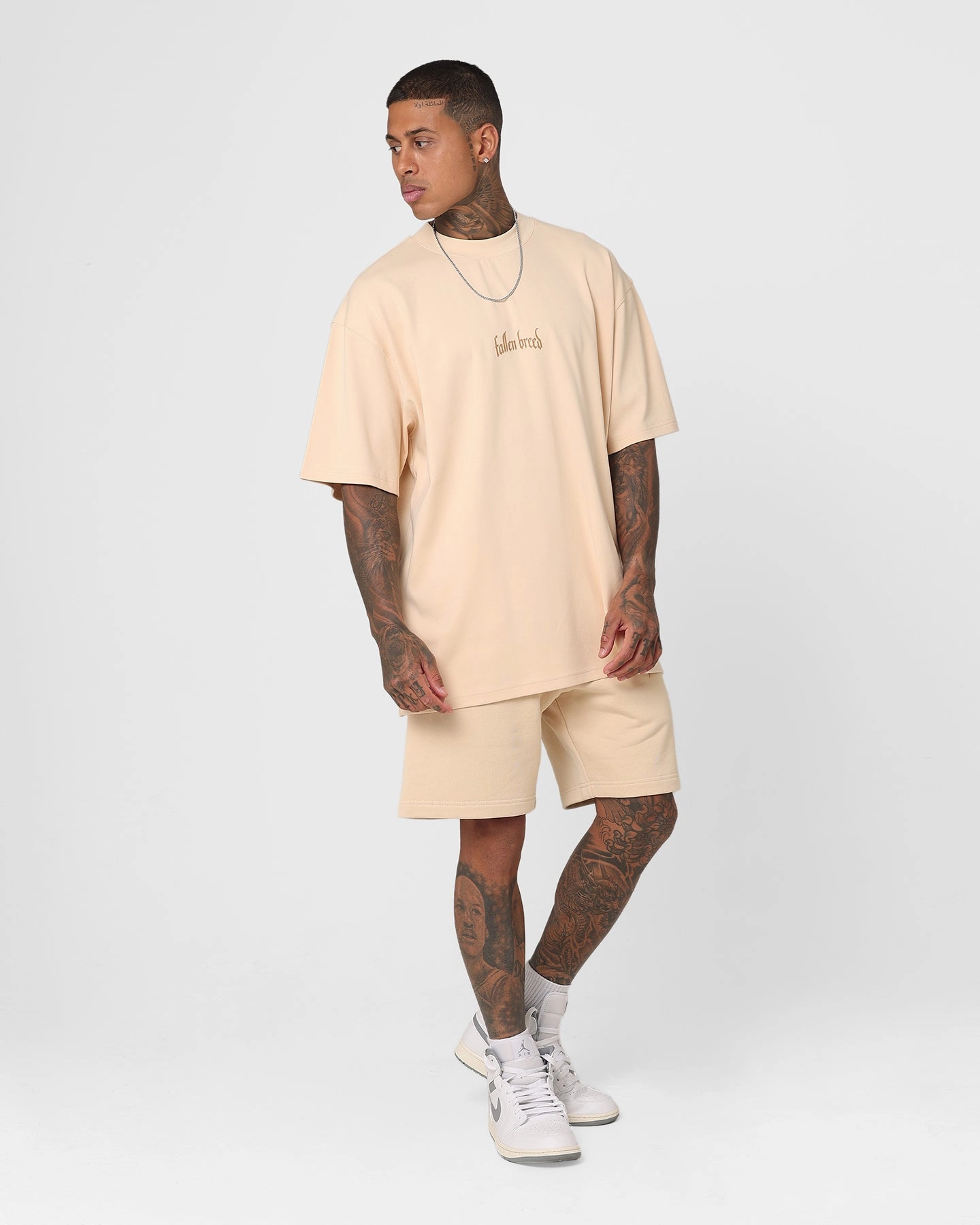Compact Storage Feature Everyday Ready Fallen Breed Logo Sweat Shorts Nude