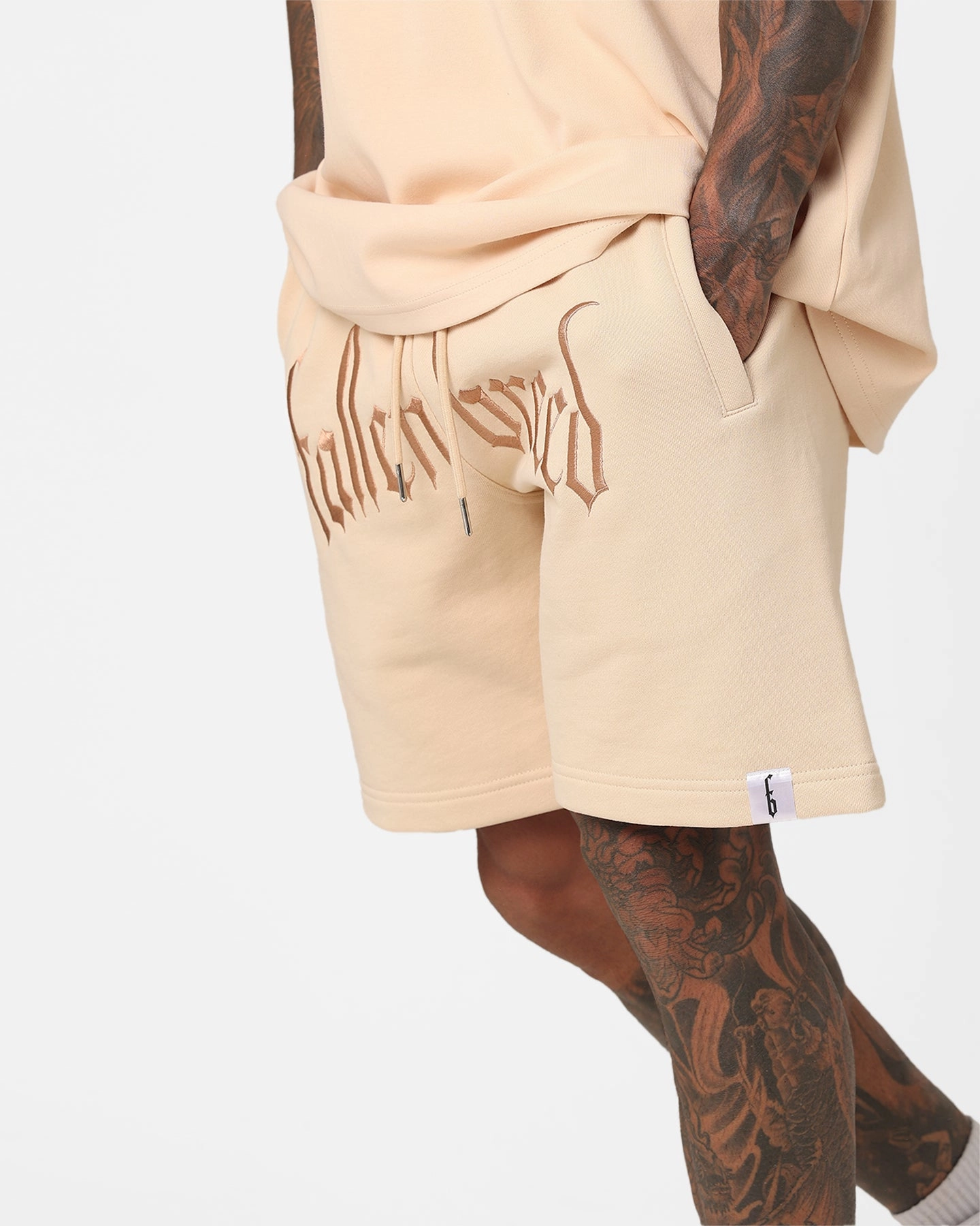 Fallen Breed Logo Sweat Shorts Nude Snag Free Material hang dry