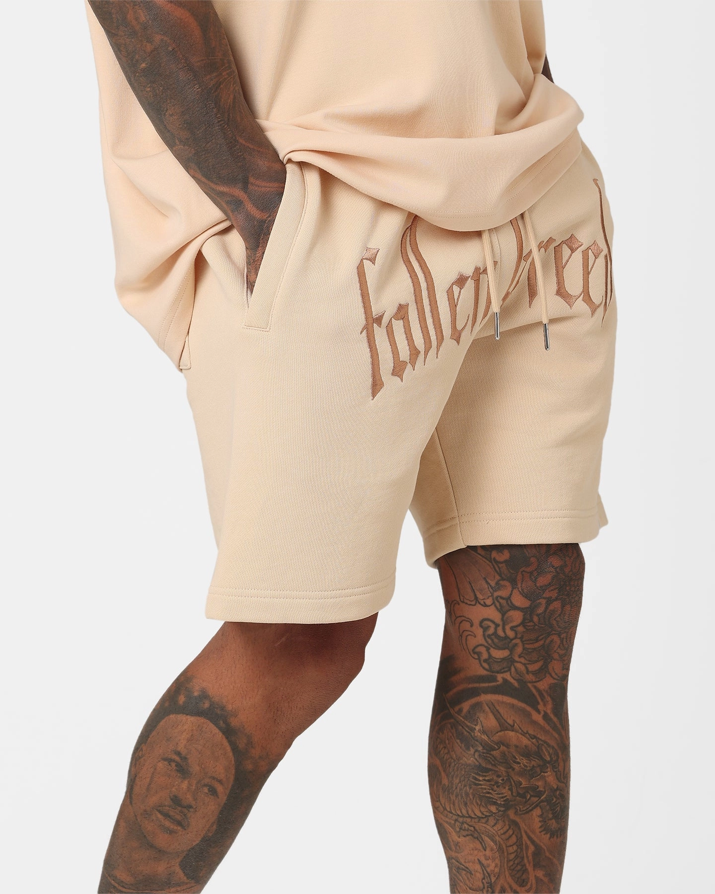 Fallen Breed Logo Sweat Shorts Nude Anti-bacterial low - rise
