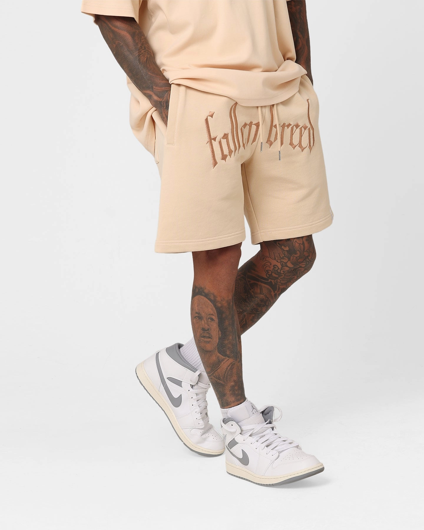 Warm Weather Wear Fallen Breed Logo Sweat Shorts Nude