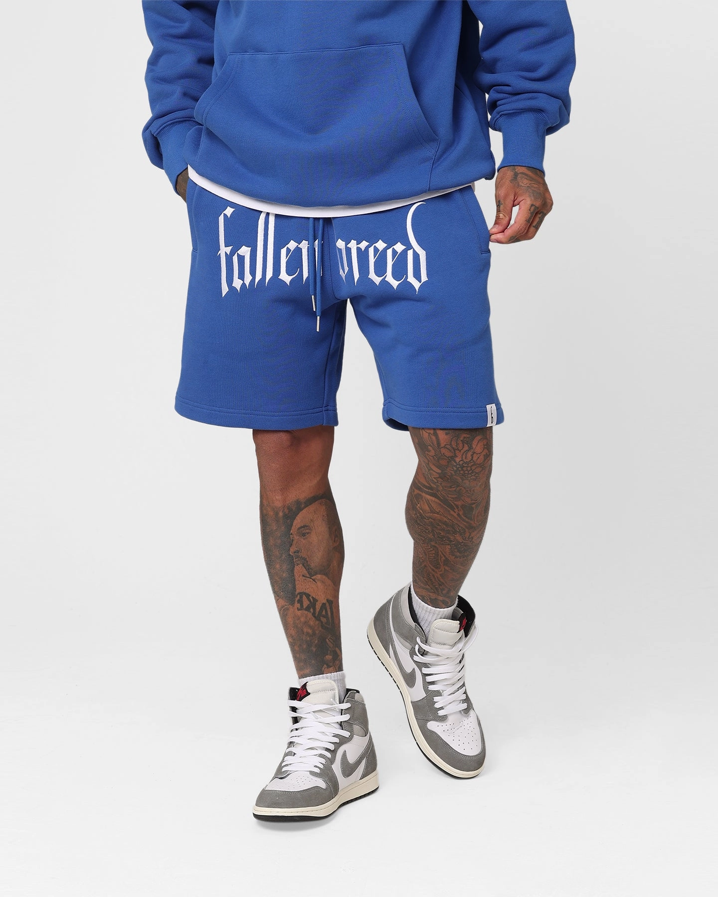 Zero Chafe Construction Lounge Ready Fallen Breed Logo Sweat Shorts Sapphire Blue