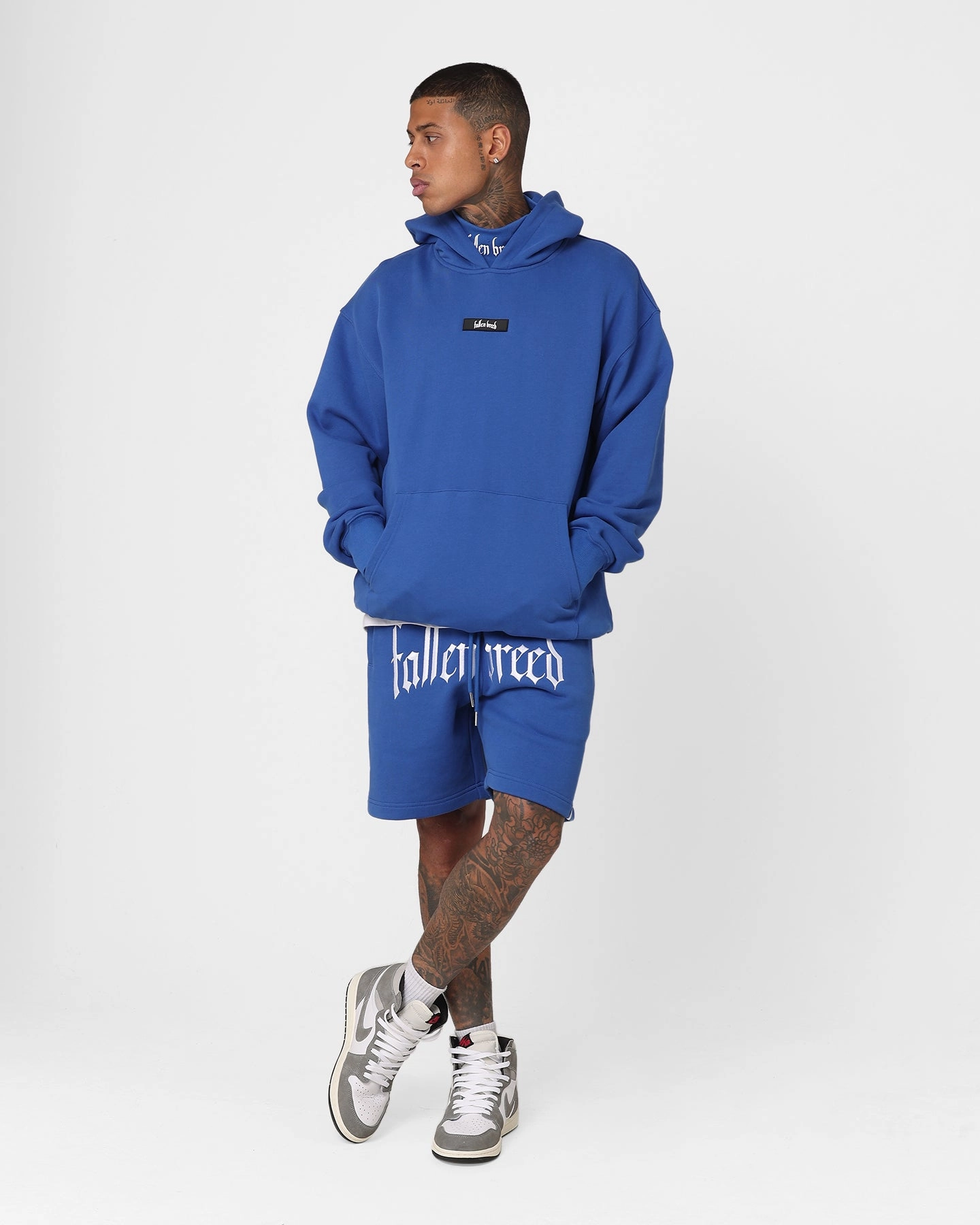 Athletic Cut Bohemian style Fallen Breed Logo Sweat Shorts Sapphire Blue
