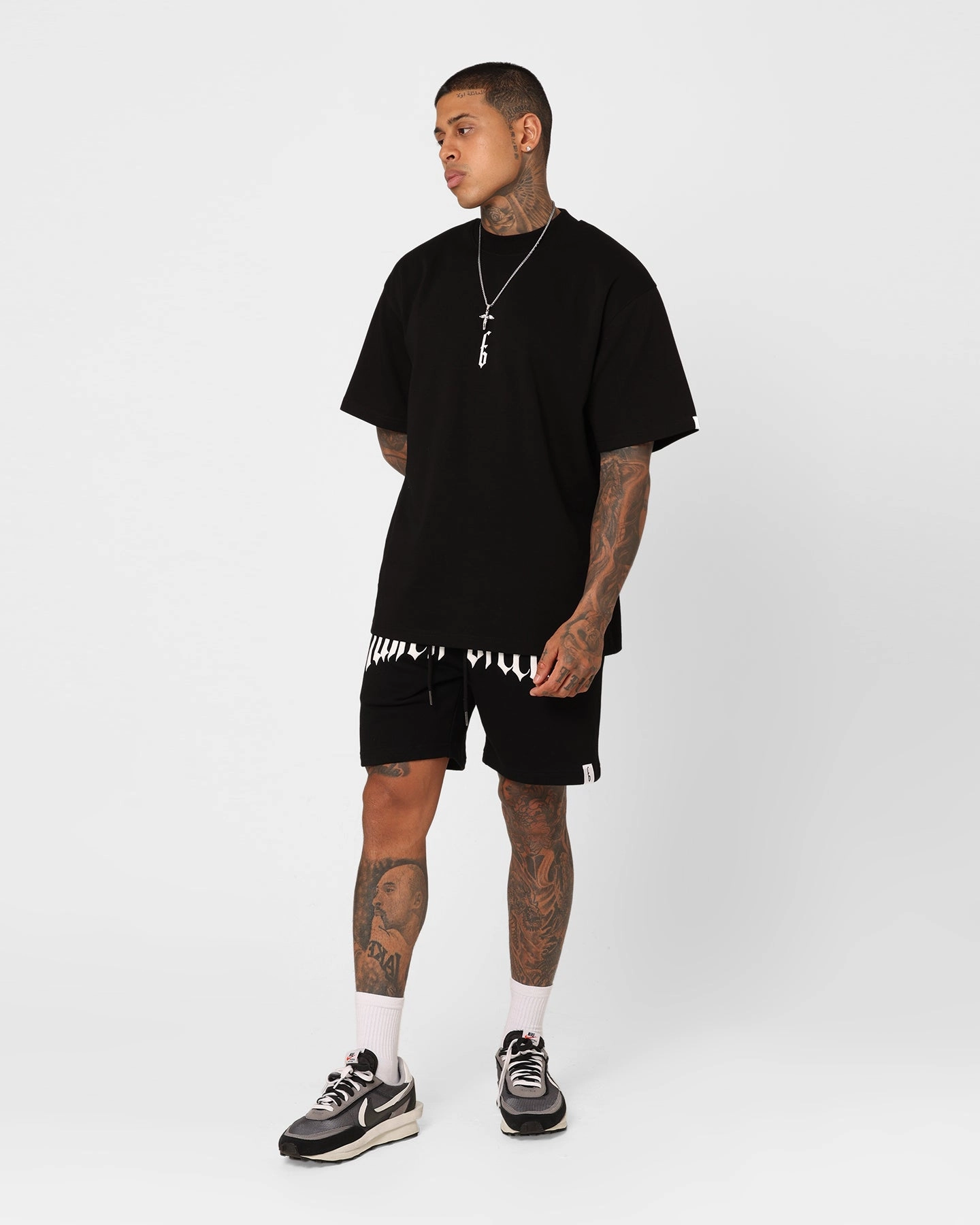 Fallen Breed Puff Logo Zip Sweat Shorts Black/White Casual Days Travel Essential