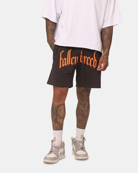 ribbed texture healthcare industry Fallen Breed Puff Logo Zip Sweat Shorts Charcoal/Orange