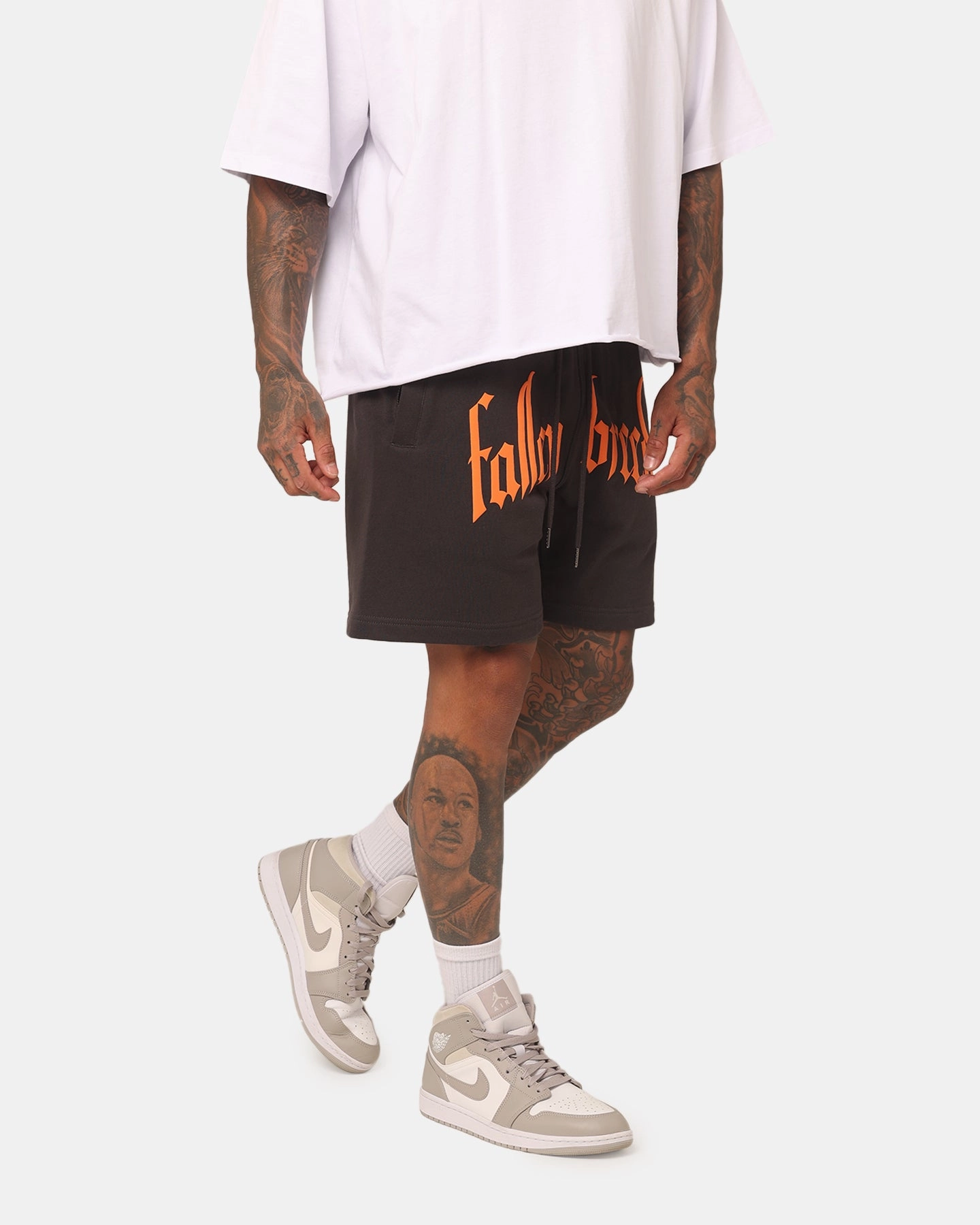 Fallen Breed Puff Logo Zip Sweat Shorts Charcoal/Orange On-The-Go Style Luxury Brand