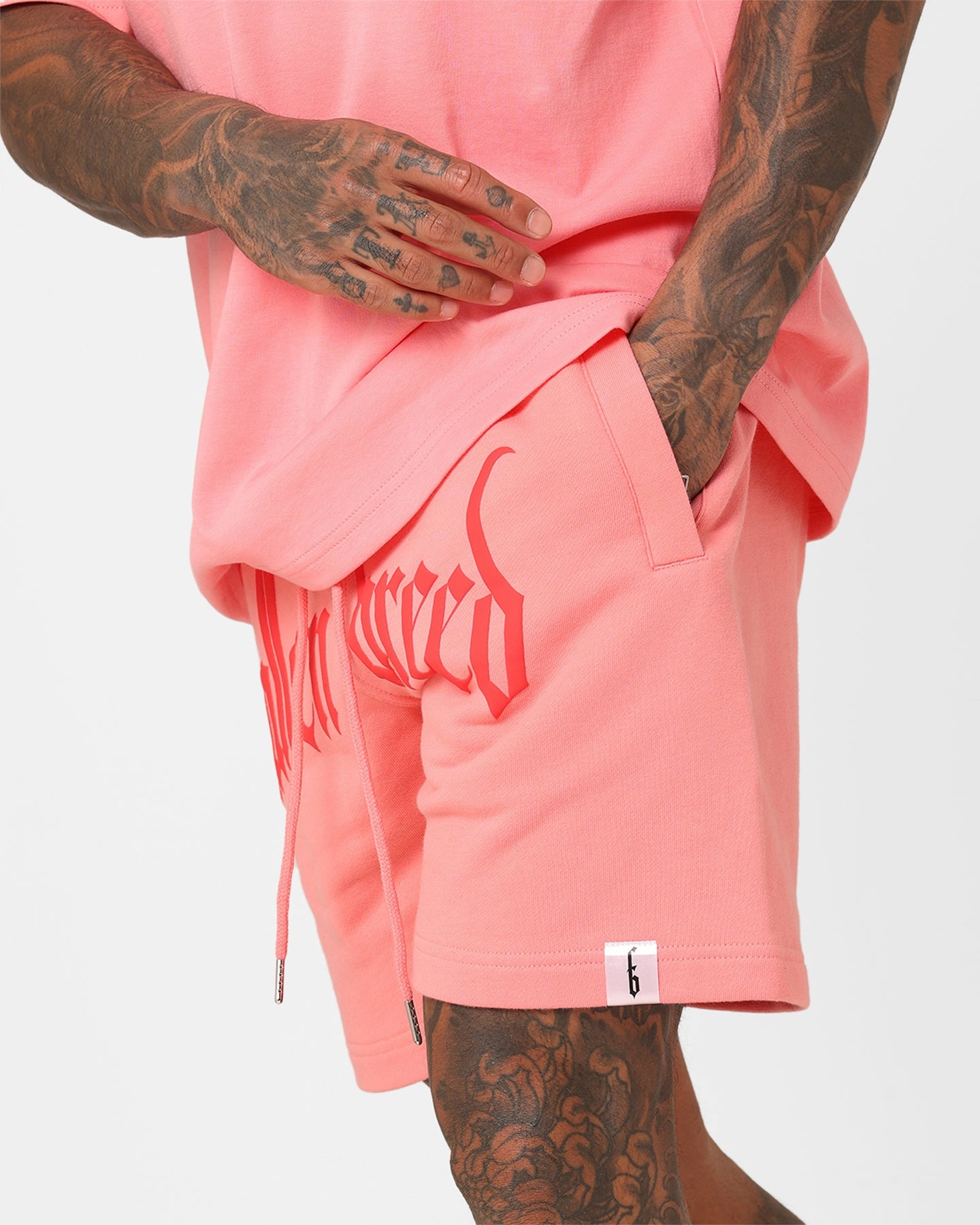 Fallen Breed Puff Logo Zip Sweat Shorts Pink/Red Outdoor Activity Modern Look