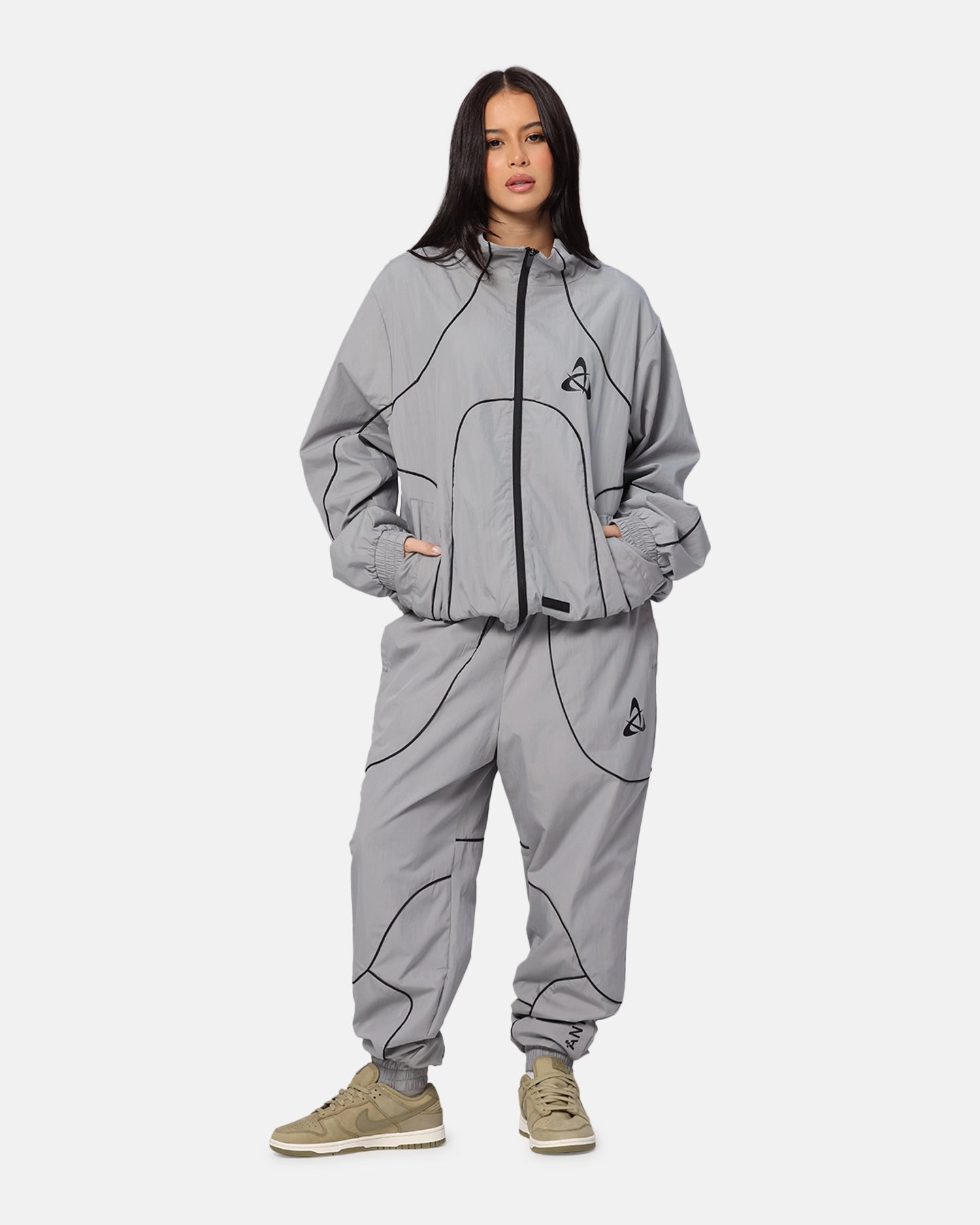 The Anti Order Stereo Nylon Track Jacket Grey Stretchable Material Relax Shell