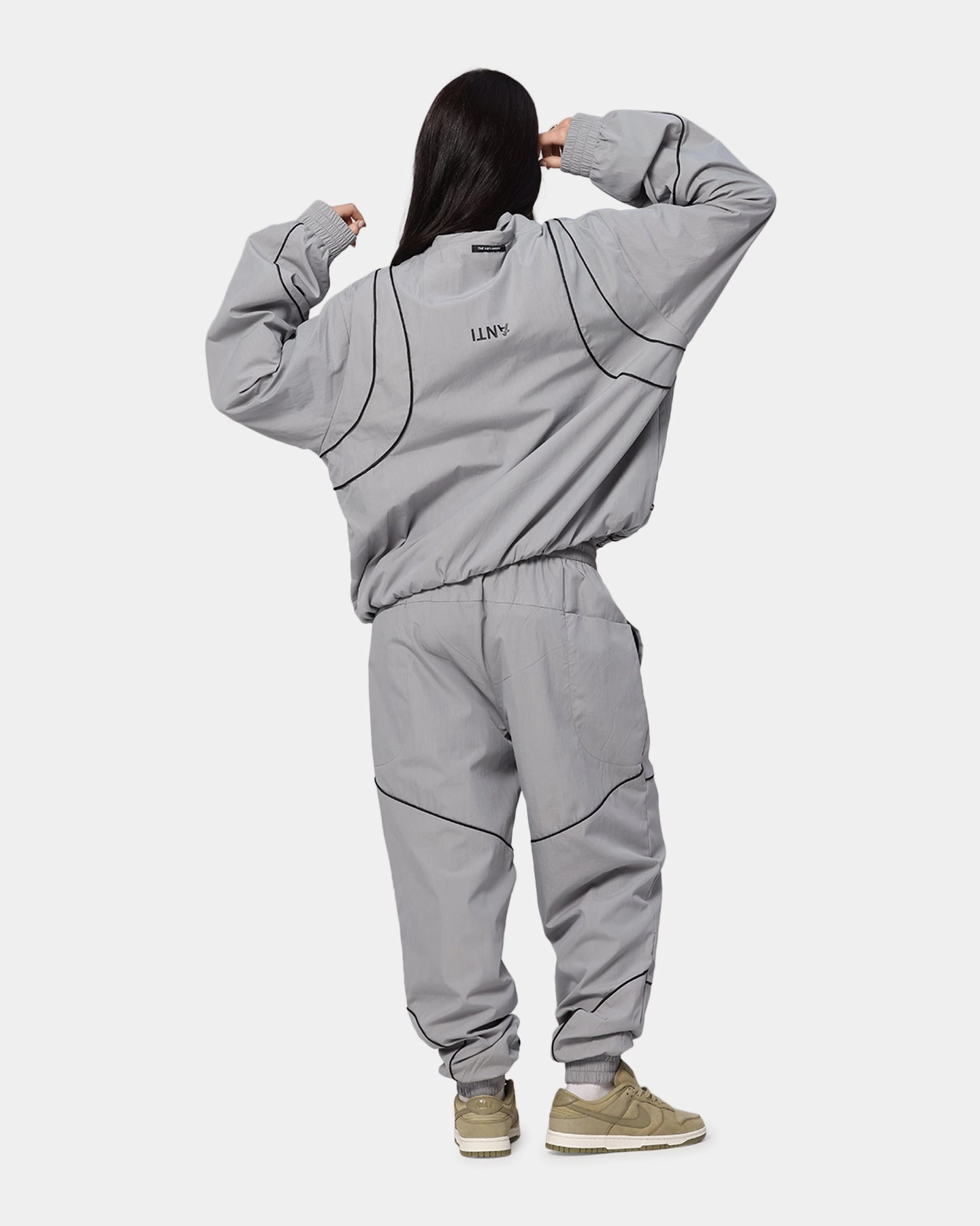 Service Drop Hood Style The Anti Order Stereo Nylon Track Jacket Grey