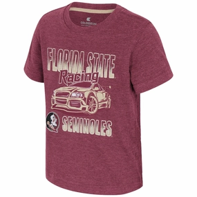 Colosseum Toddler Florida State Seminoles Racing Design Short Sleeve T-shirt - Garnet No Shrink Fabric