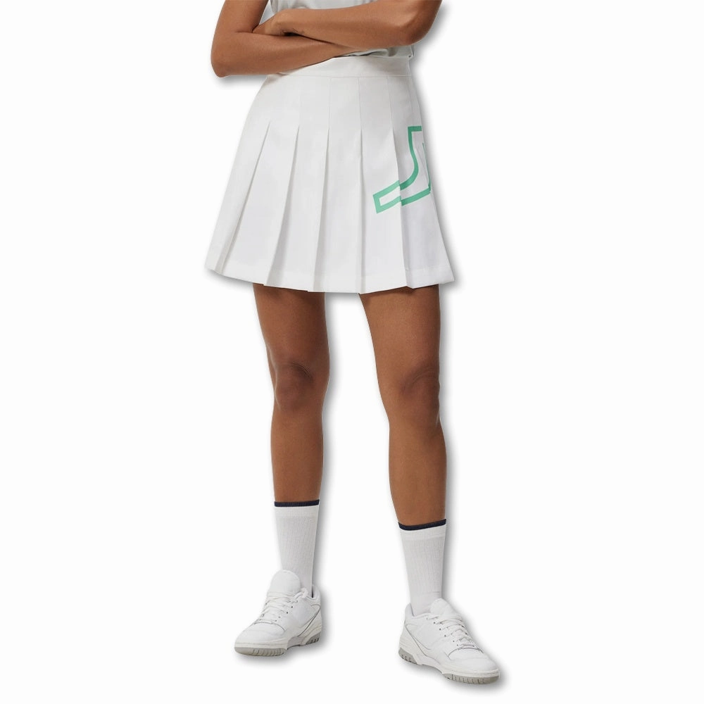 Heritage Inspired color block J.Lindeberg Naomi Golf Skirt White - FW23 Women
