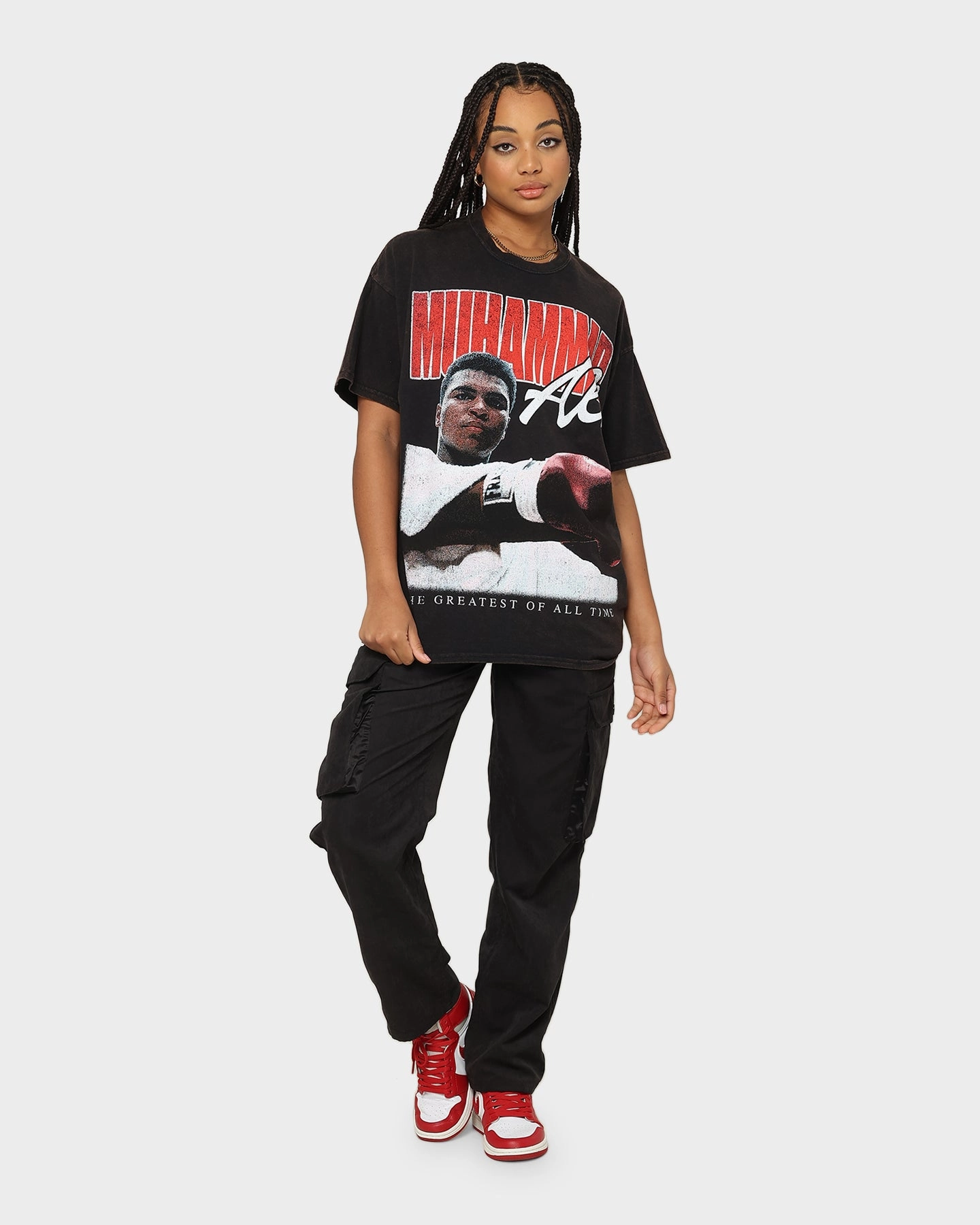 Goat Crew X Muhammad Ali Ringer Vintage T-Shirt Black Wash Street Casual Look Low Environmental Impact