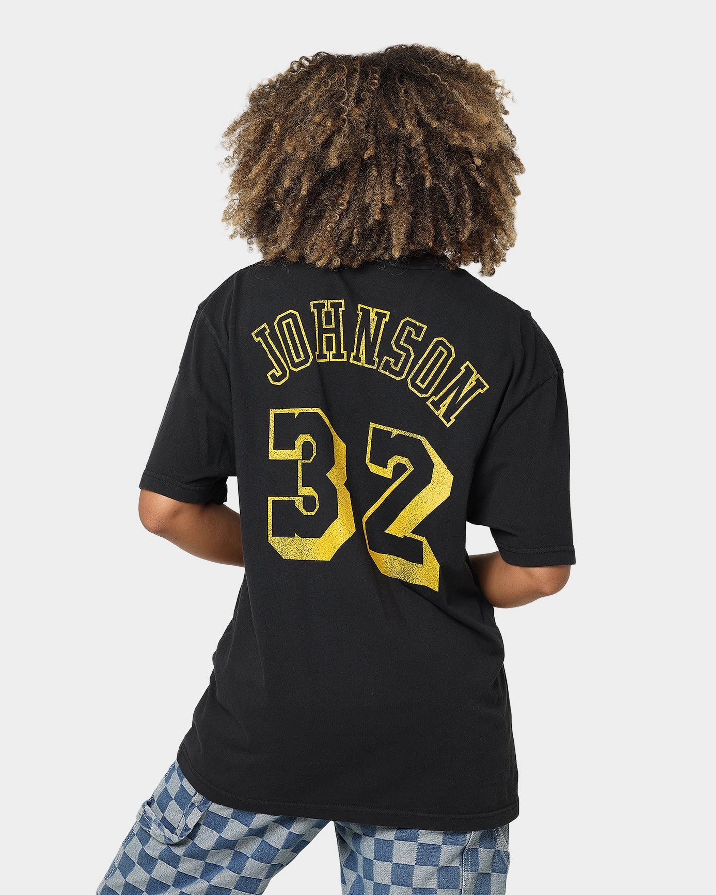 Mitchell & Ness Los Angeles Lakers Magic Johnson #32 N&N Vintage T-Shirt Faded Black Perfect Layer Washable fabric