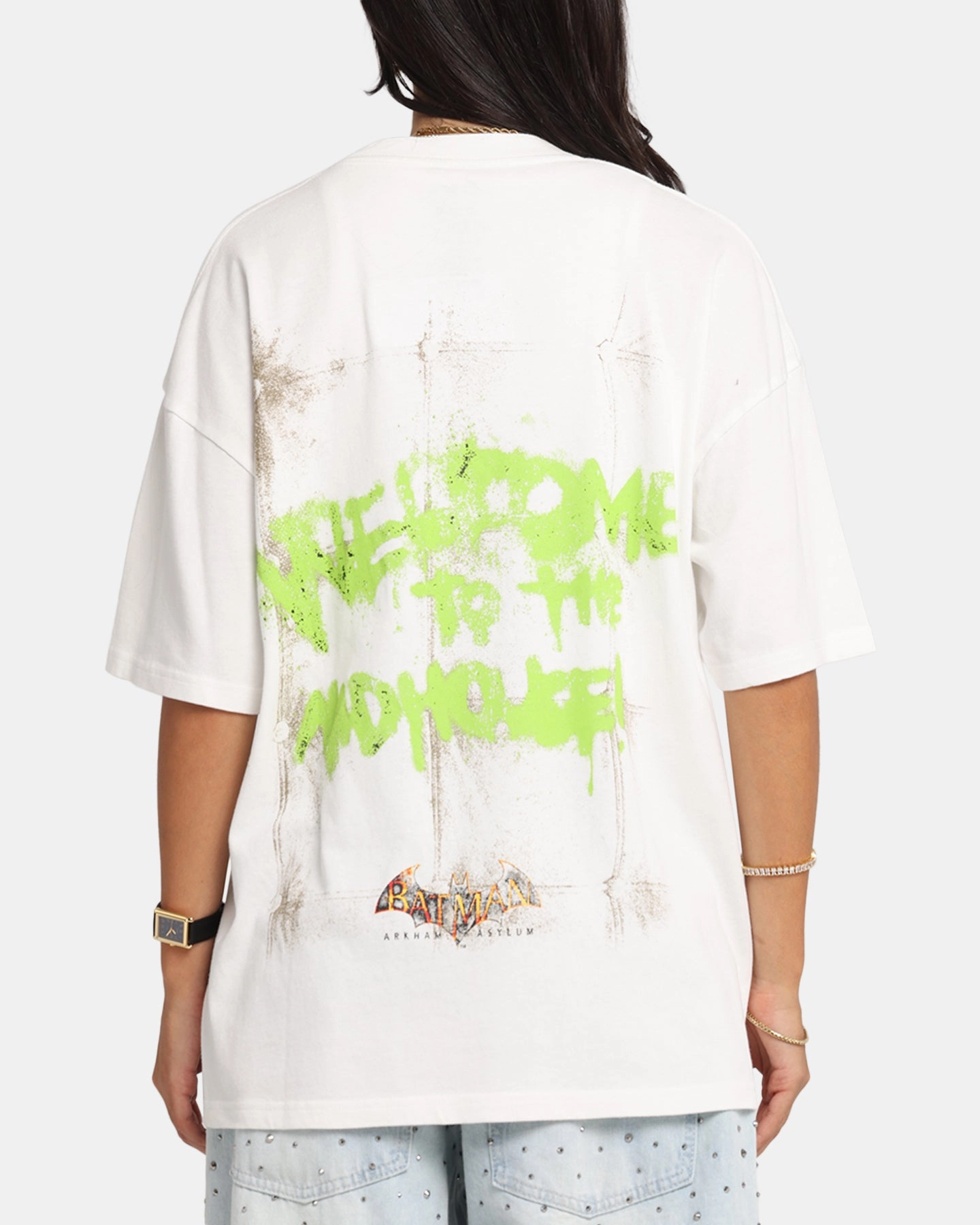 73 Studio X DC Batman Joker Arkham Asylum Vintage T-Shirt Off White Oeko Tex Certified Soft Material