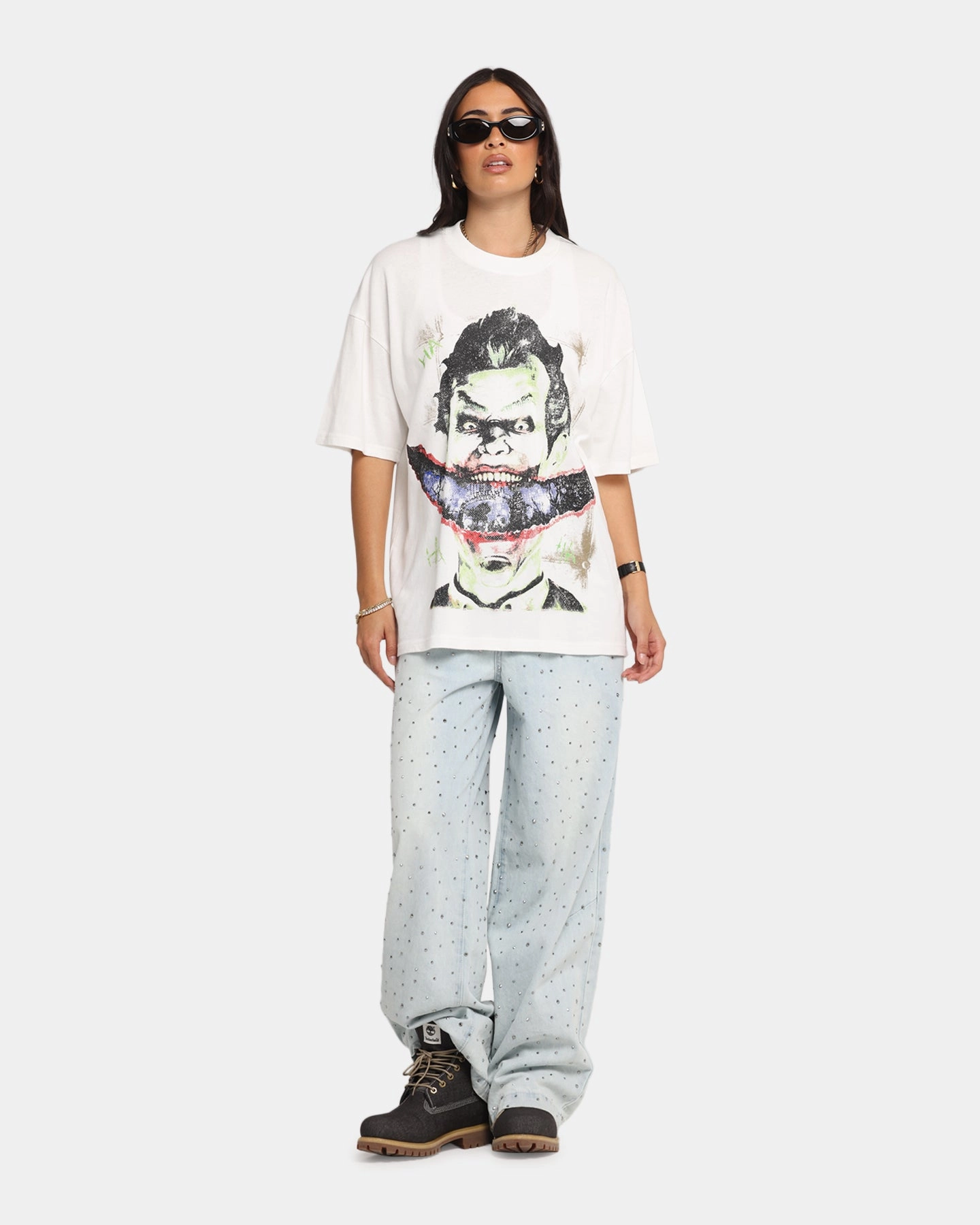 Elegant Dimensional Stability Weave 73 Studio X DC Batman Joker Arkham Asylum Vintage T-Shirt Off White