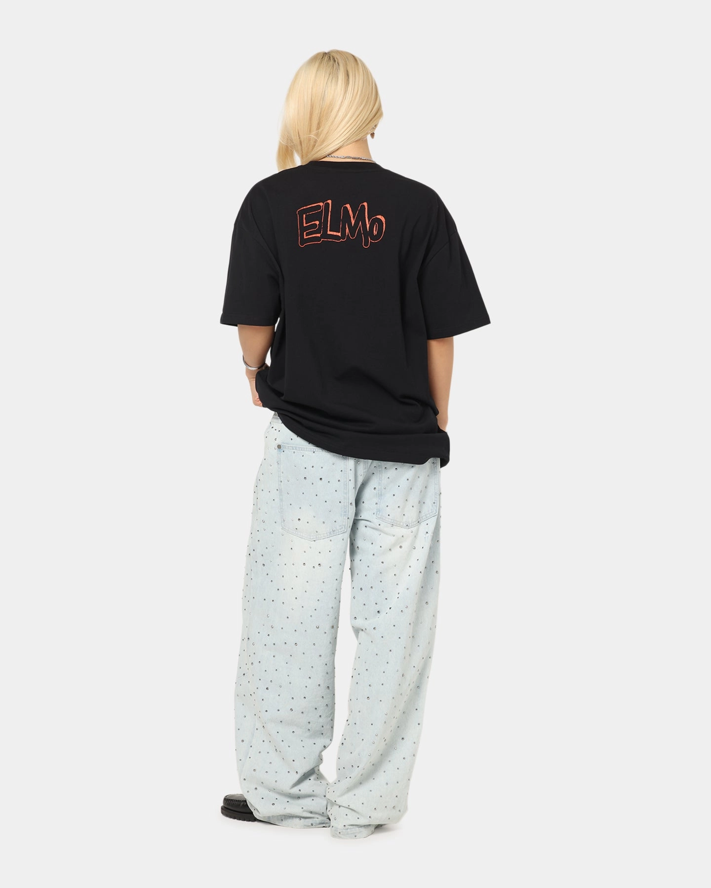 American Thrift X Sesame Street Elmo Grail Heavy T-Shirt Black Soft and Relaxed Light Outfit
