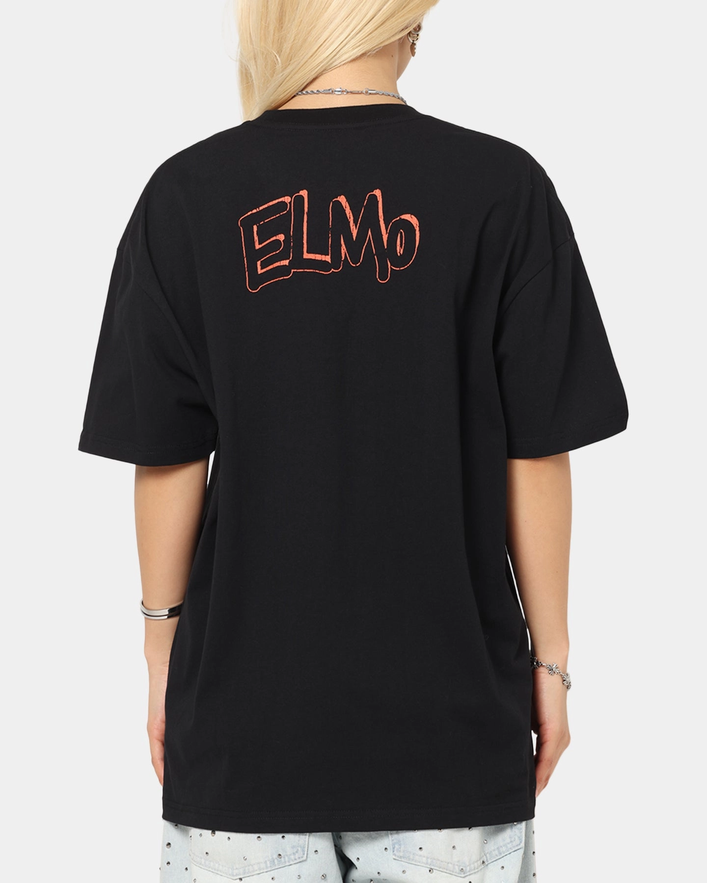 American Thrift X Sesame Street Elmo Grail Heavy T-Shirt Black Soft Breathable