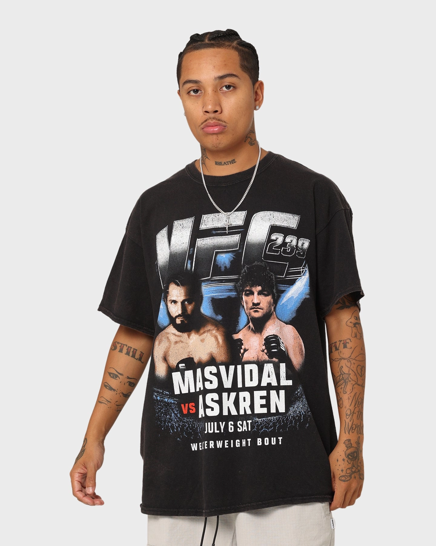 UFC By Goat Crew 239 Card Vintage T-Shirt Black Wash Versatile Look Prom